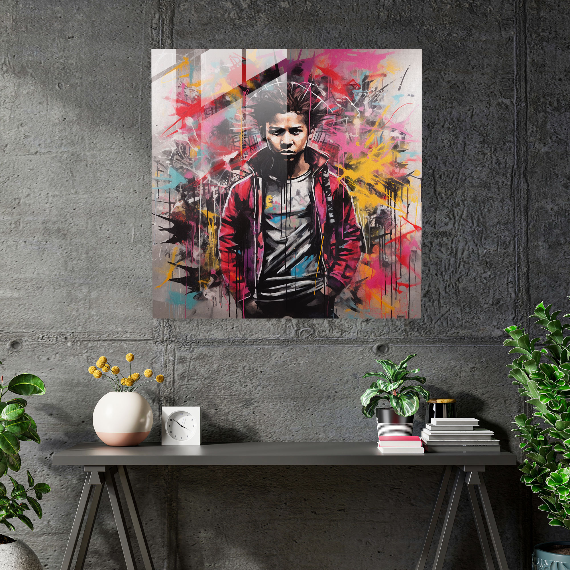 Basquiat Glass Print - Rebellious Urban Art - Basquiat, Glass Wall Art, Graffiti, Modern Art