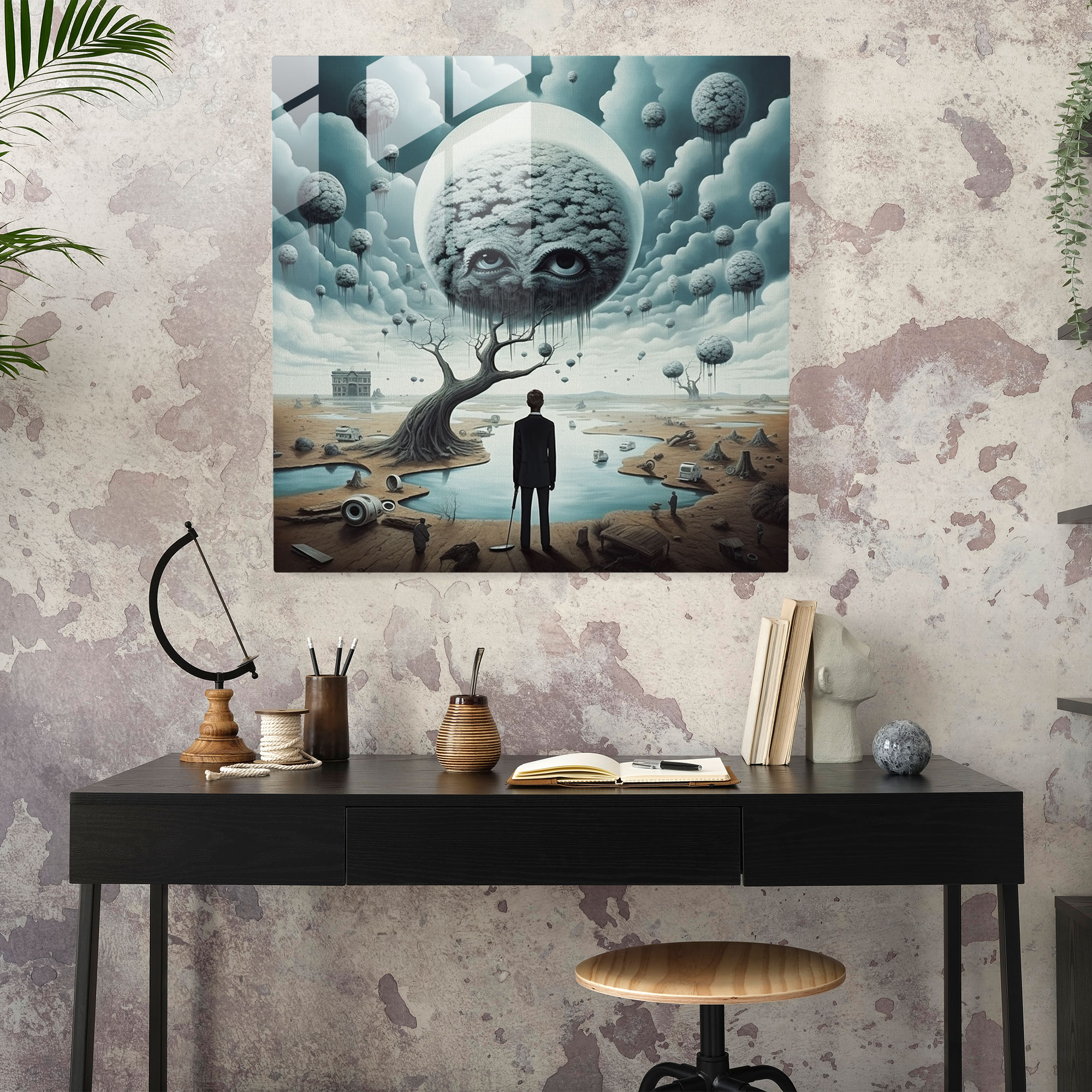 Basquiat Glass Print - Surreal Dreamland - Basquiat, Surrealism, Home Decoration, Dreamlike