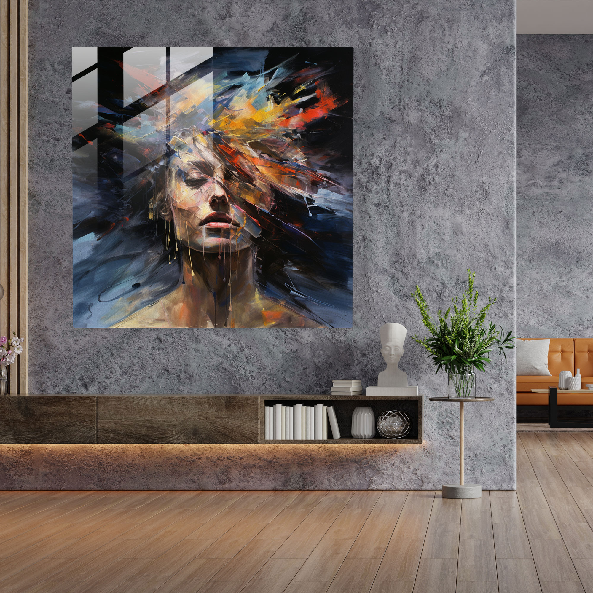 Basquiat Glass Print - Abstract Human Figure - Basquiat, Abstract Brush Strokes, Splatters, Glass Print