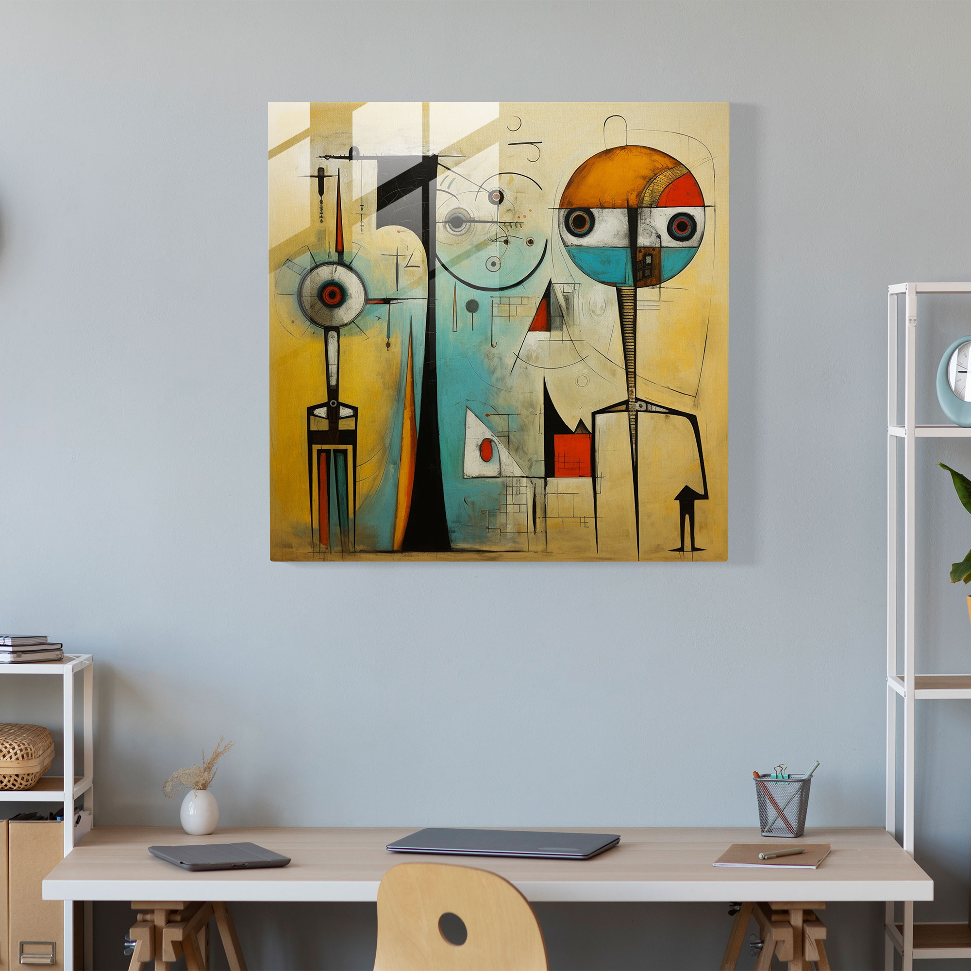 Basquiat Glass Print - Enigmatic Narrative - Basquiat, Abstract Figures, Enigmatic Narrative, Glass Print