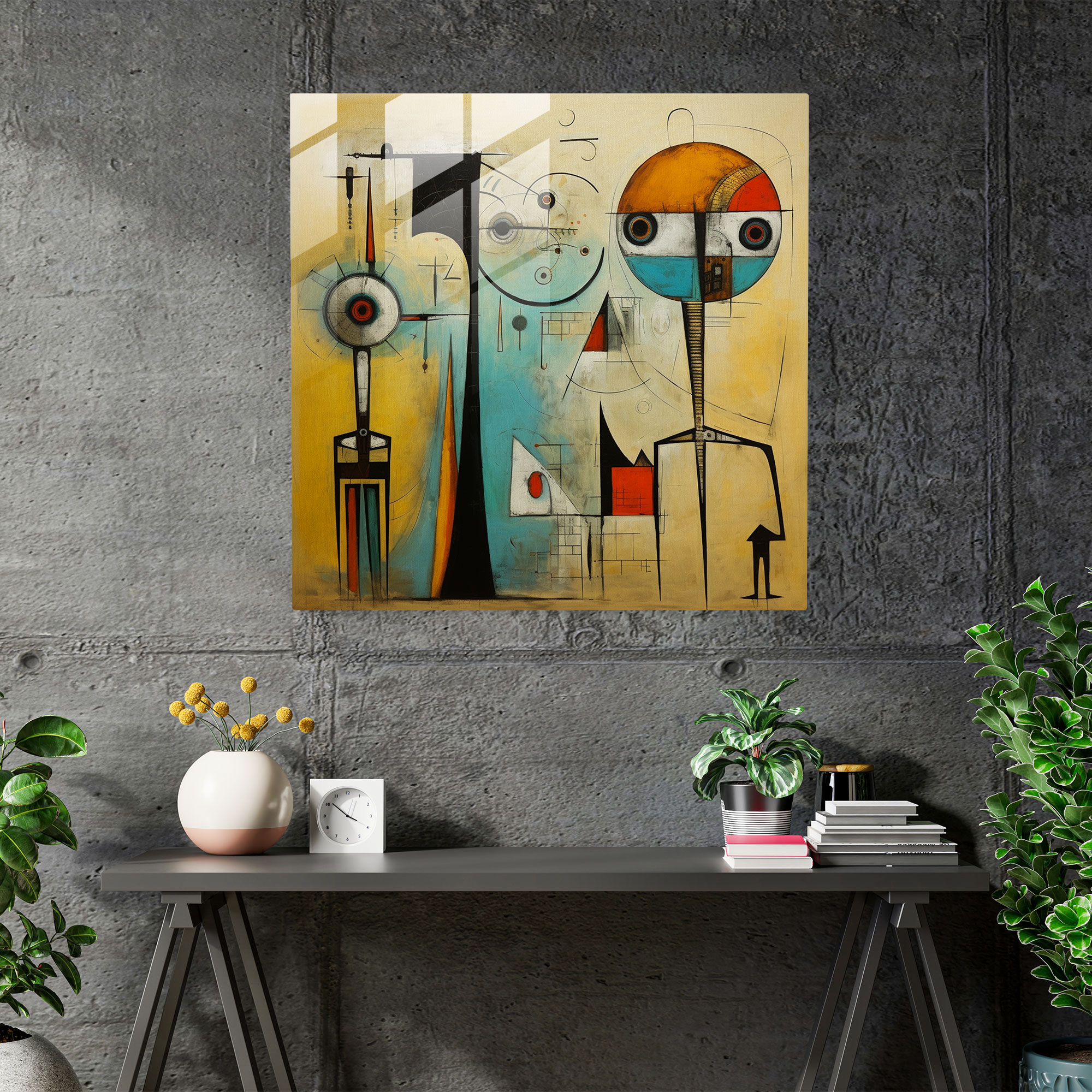 Basquiat Glass Print - Enigmatic Narrative - Basquiat, Abstract Figures, Enigmatic Narrative, Glass Print