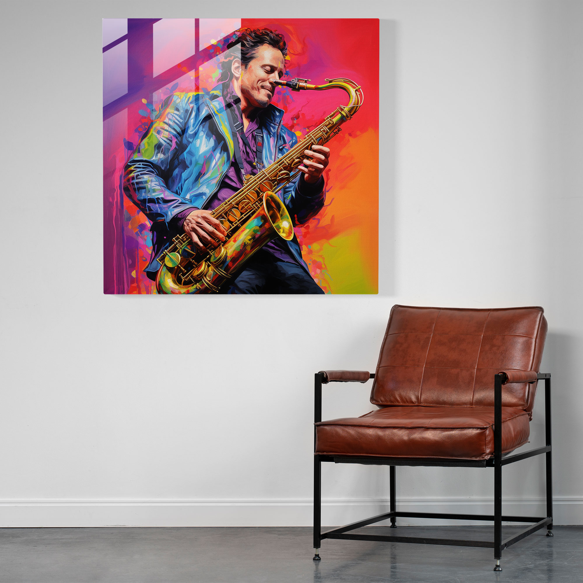 Basquiat İlhamlı Caz Cam Tablo - Modern Sanat Akrilik Boyama
