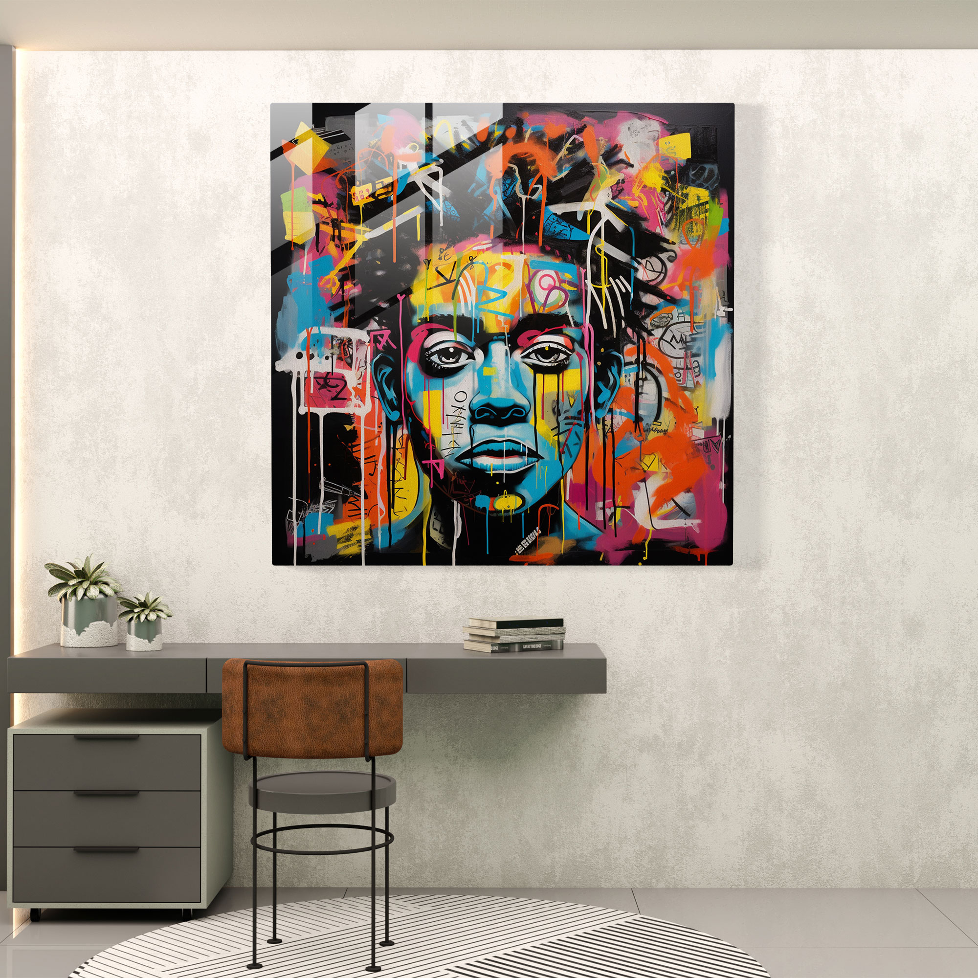 Street Visions Glass Wall Art - Basquiat, Glass Wall Art, Home Decoration, Wall Decoration
