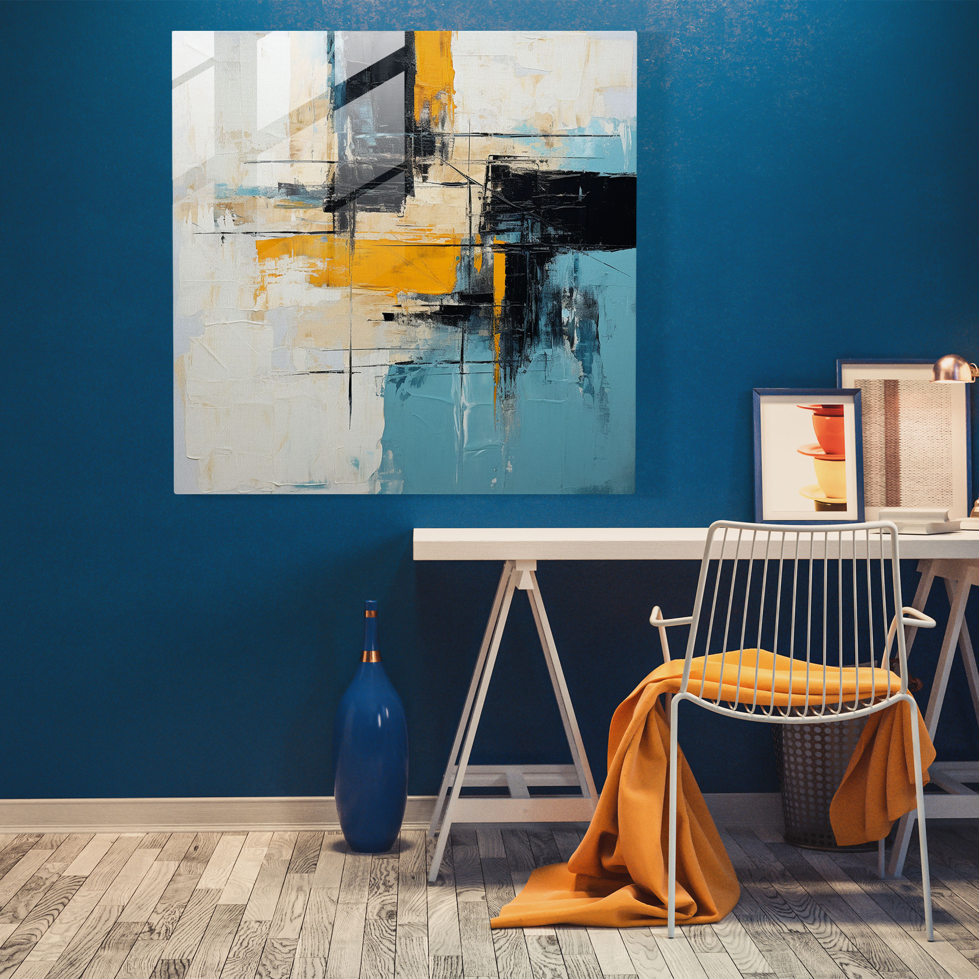 Abstract Fusion Glass Print - Basquiat, Wall Decoration, Glass Wall Art, Modern Art