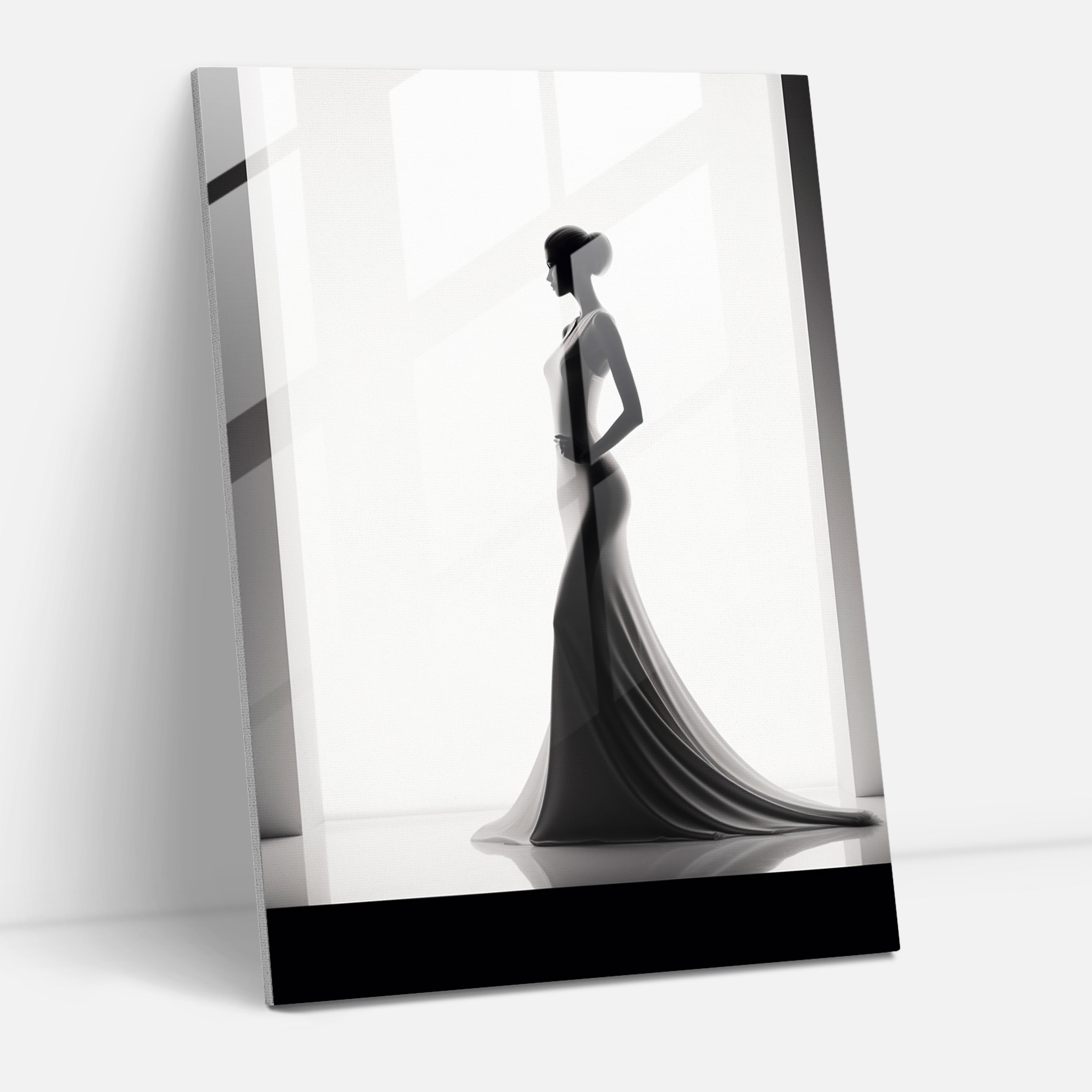 Barbie Glass Print - Black And White Silhouette - Modern Art - Barbie, Sophistication, Black And White, Wall Decoration