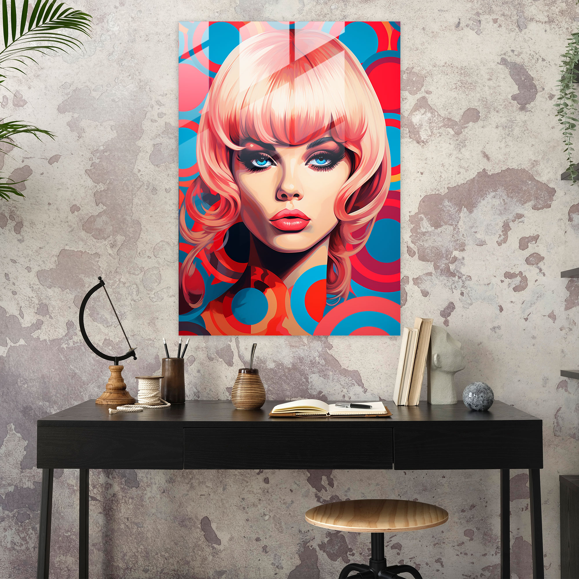 Barbie Glass Print - Pop Art Portrait - Retro Home Decoration - Barbie, Vibrant, Retro, Glass Print