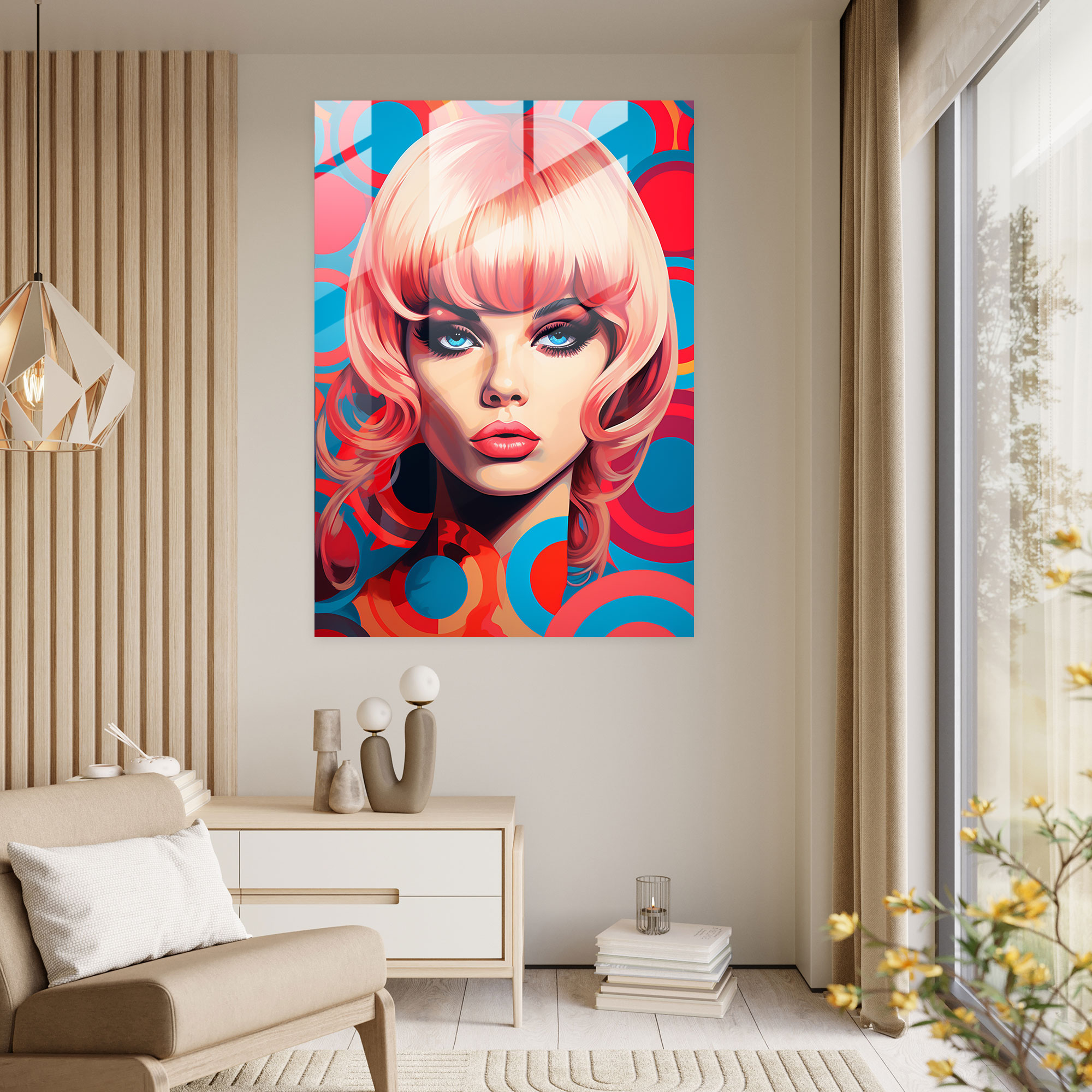Barbie Glass Print - Pop Art Portrait - Retro Home Decoration - Barbie, Vibrant, Retro, Glass Print
