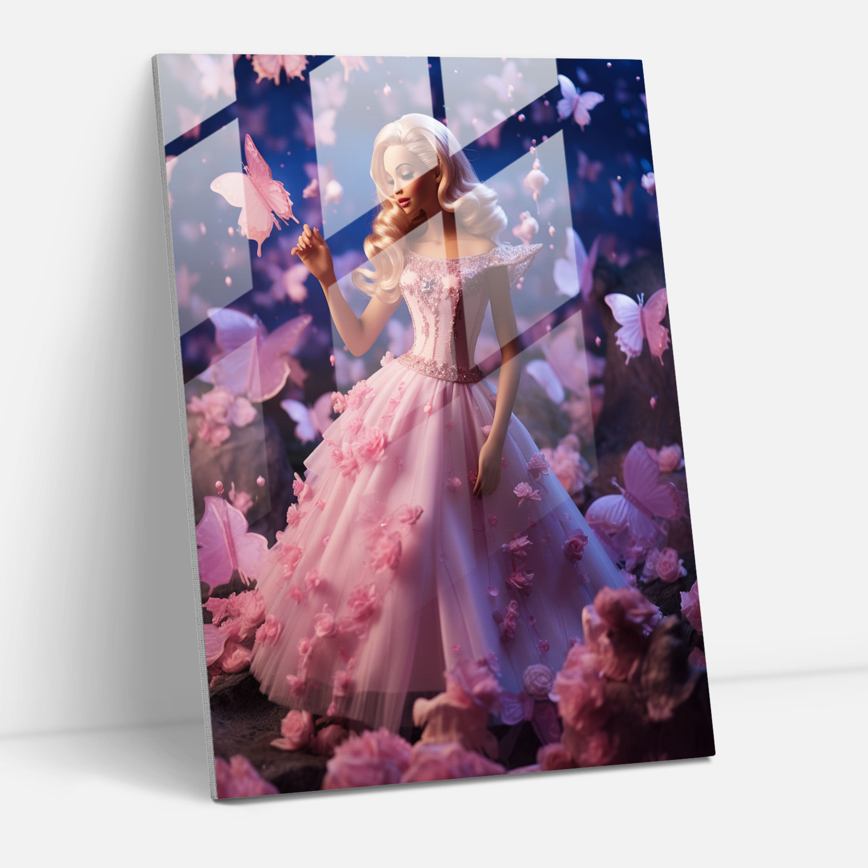 Barbie Glass Print - Fairytale Dream - Whimsical Wall Decoration - Barbie, Butterflies, Magical, Fairytale