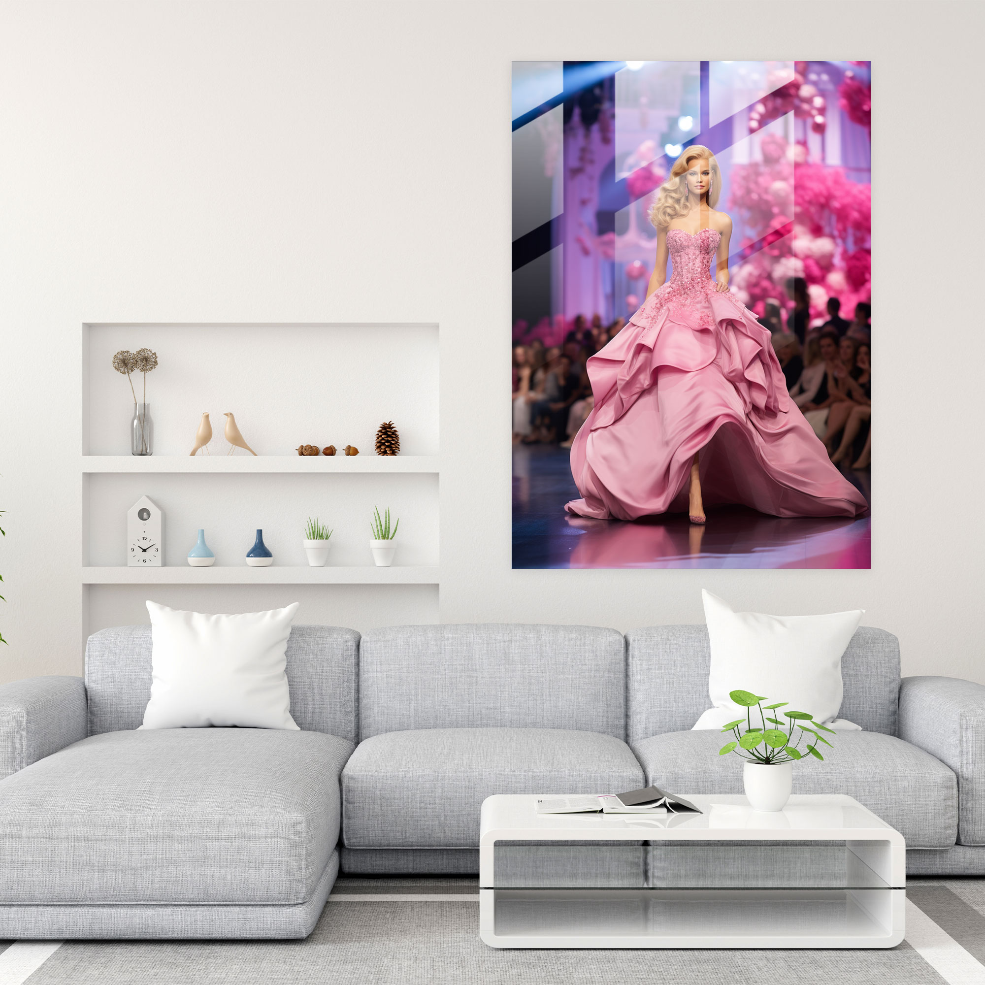 Barbie Glass Print - Sparkling Runway - Fashionable Wall Decoration - Barbie, Style, Barbie, Glass Wall Art