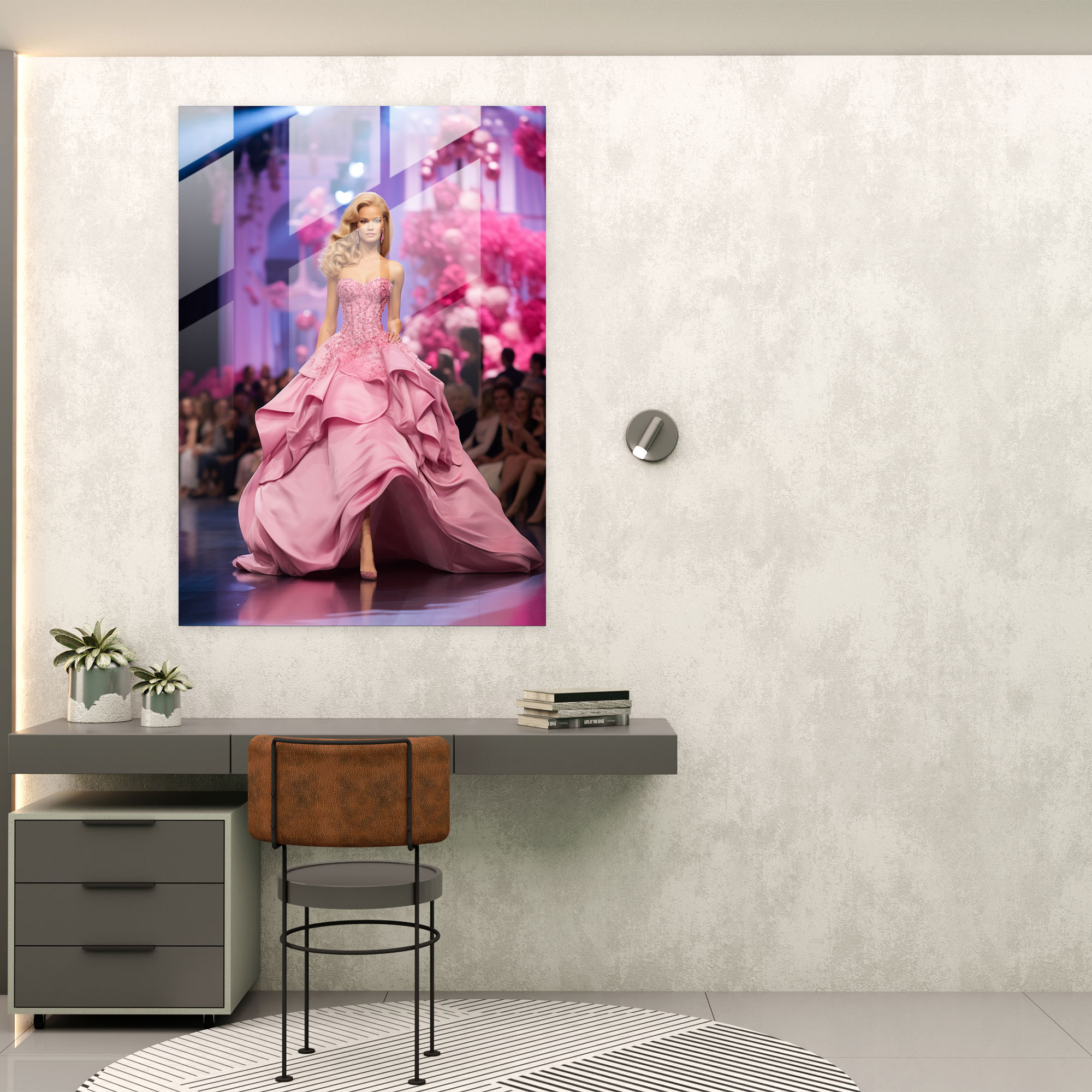 Barbie Glass Print - Sparkling Runway - Fashionable Wall Decoration - Barbie, Style, Barbie, Glass Wall Art
