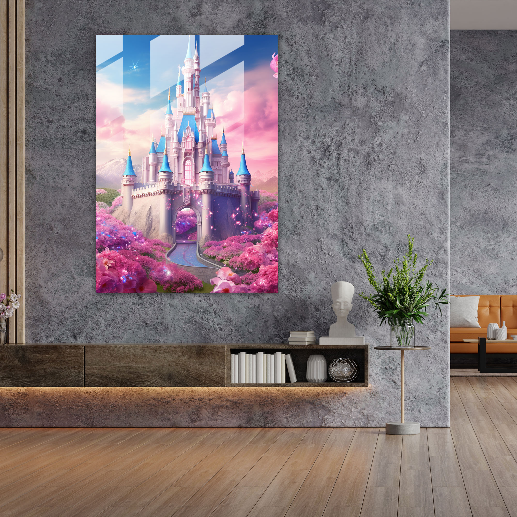 Barbie Glass Print - Fantasy Castle - Princess Home Decoration - Barbie, Princesses, Glass Art, Modern Art