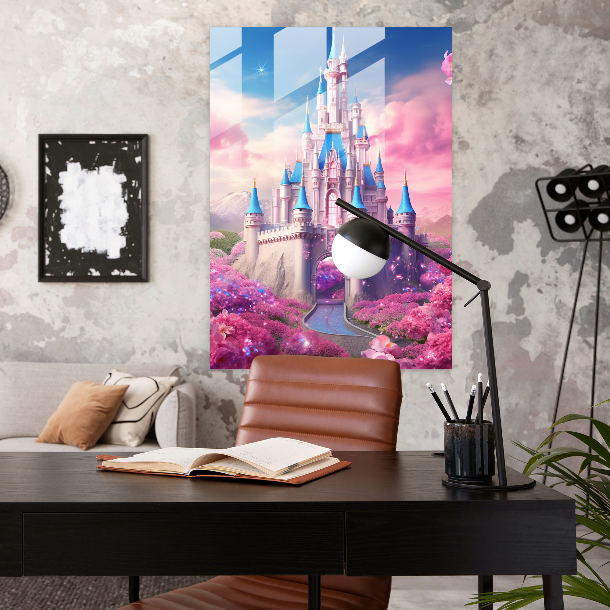 Barbie Glass Print - Fantasy Castle - Princess Home Decoration - Barbie, Princesses, Glass Art, Modern Art