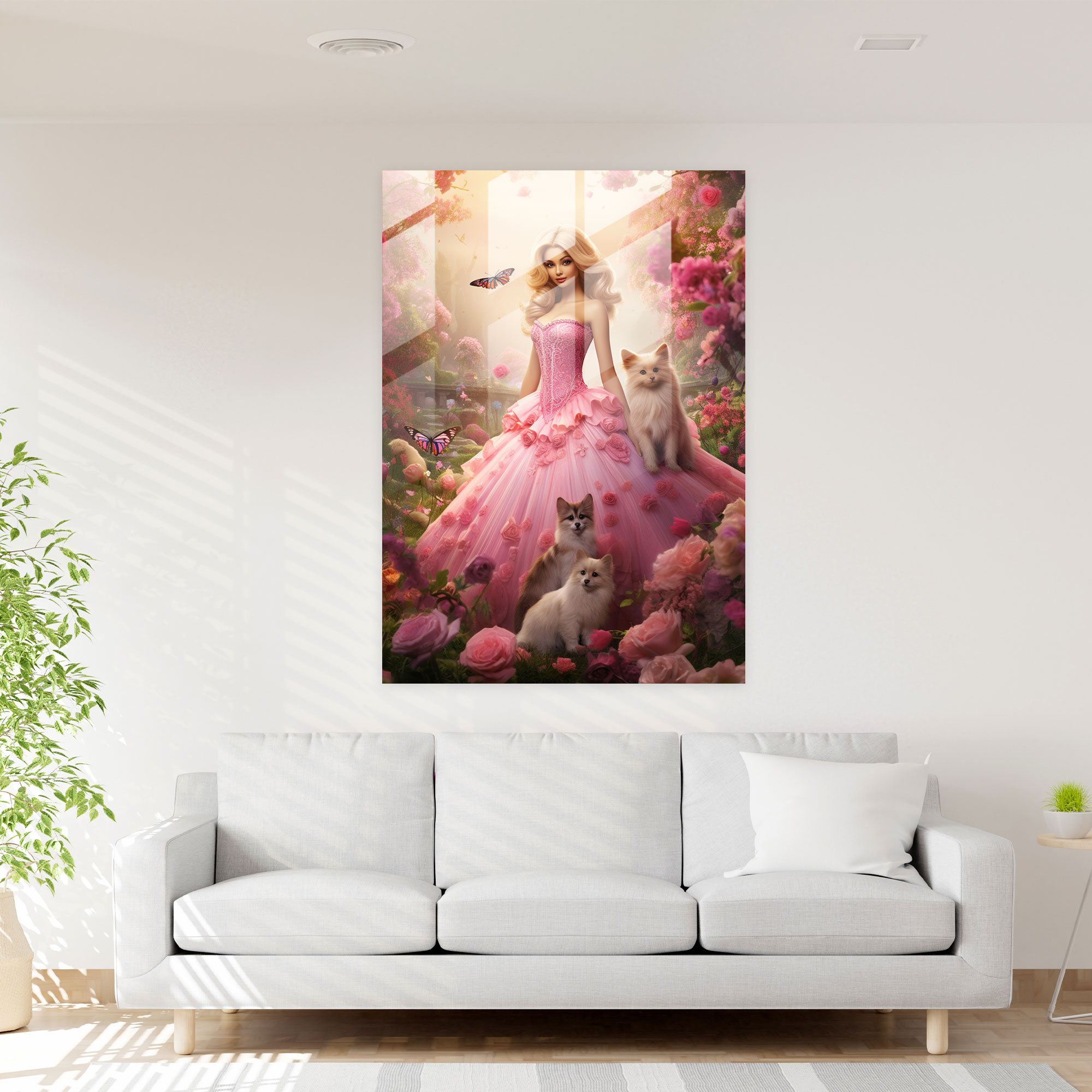 Barbie Glass Print - Whimsical Garden - Nature-Inspired Home Decoration - Barbie, Home Decoration, Glass Print, Nature