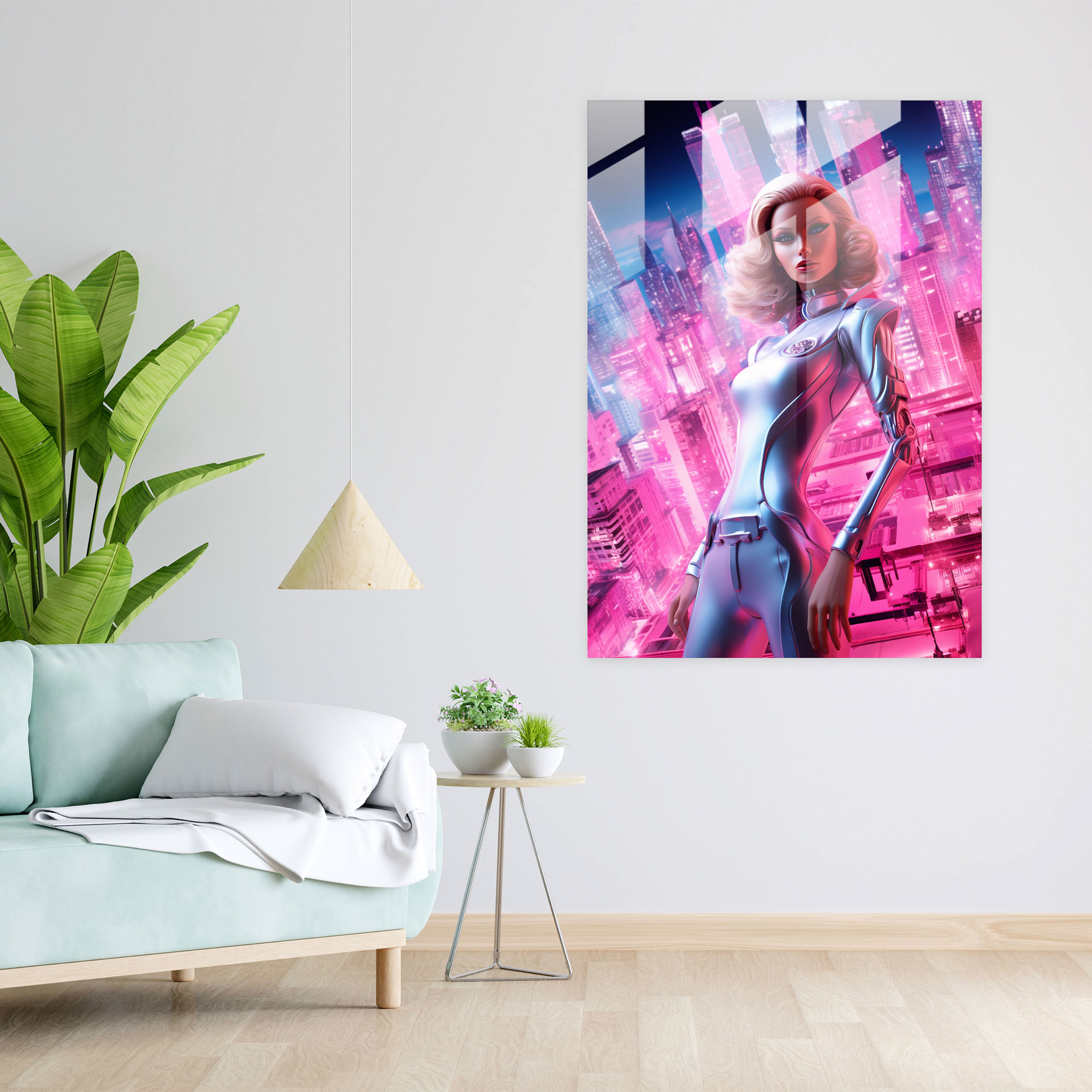 Barbie Glass Print - Futuristic Cityscape - Modern Home Decoration - Barbie, Futuristic, Glass Wall Art, Cityscape