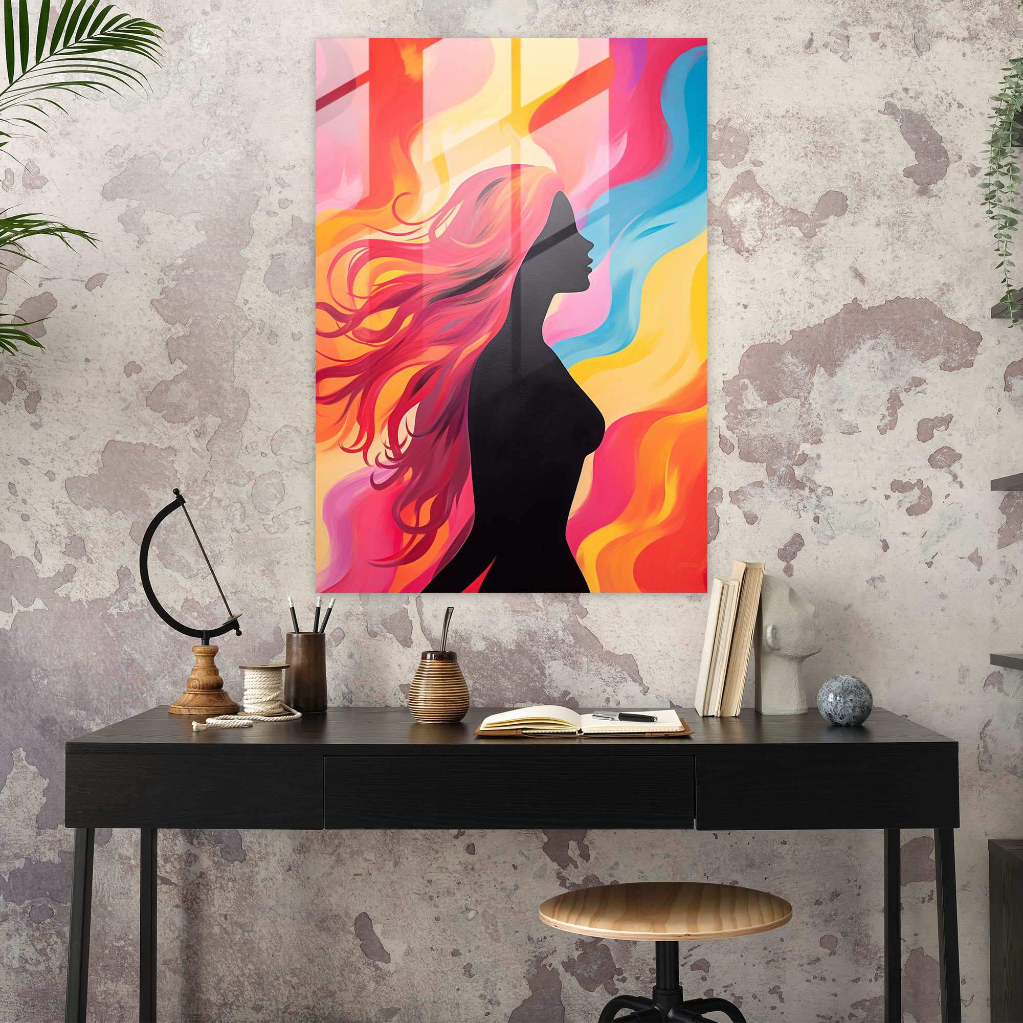 Colorful Barbie Glass Wall Art - Barbie, Silhouette, Barbie, Glass Art
