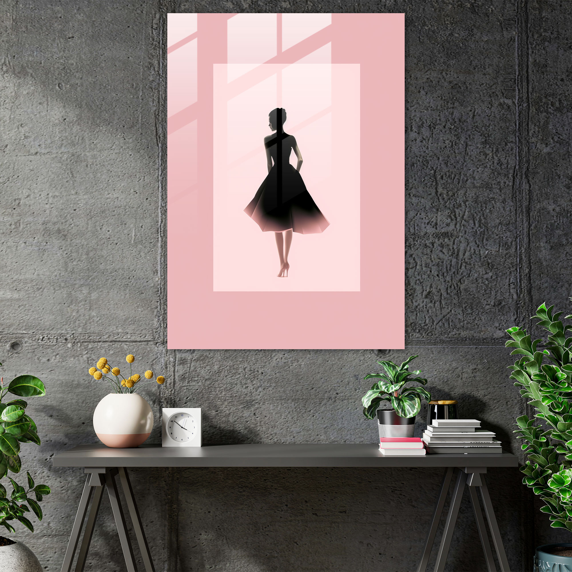 Minimalist Barbie Glass Print - Barbie, Glass Art, Elegance, Sleek