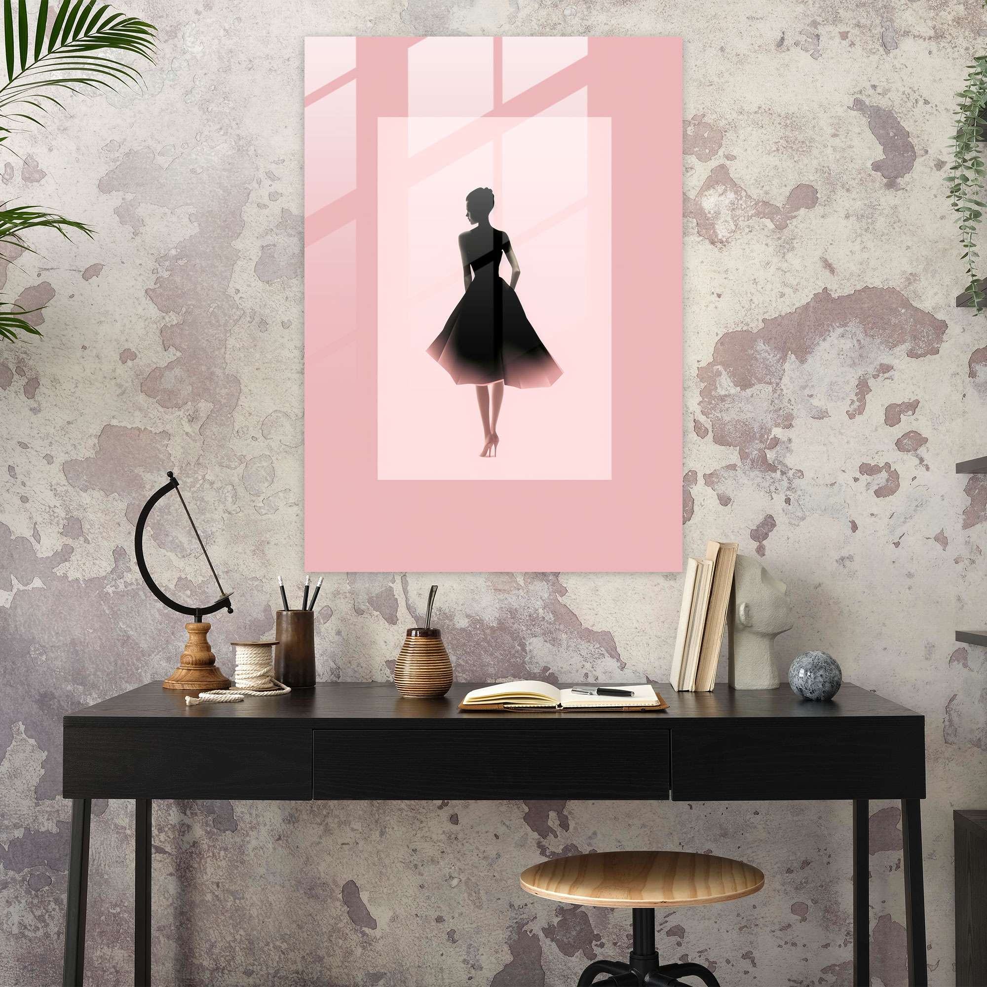 Minimalist Barbie Glass Print - Barbie, Glass Art, Elegance, Sleek