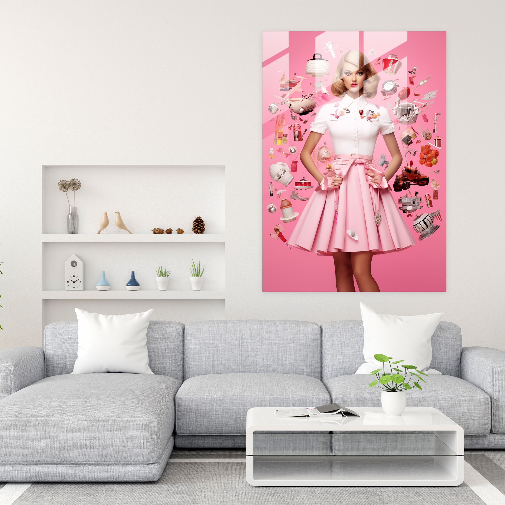 Barbie Collage Glass Print - Barbie, Glass Art, Visually Captivating, Wall Decoration