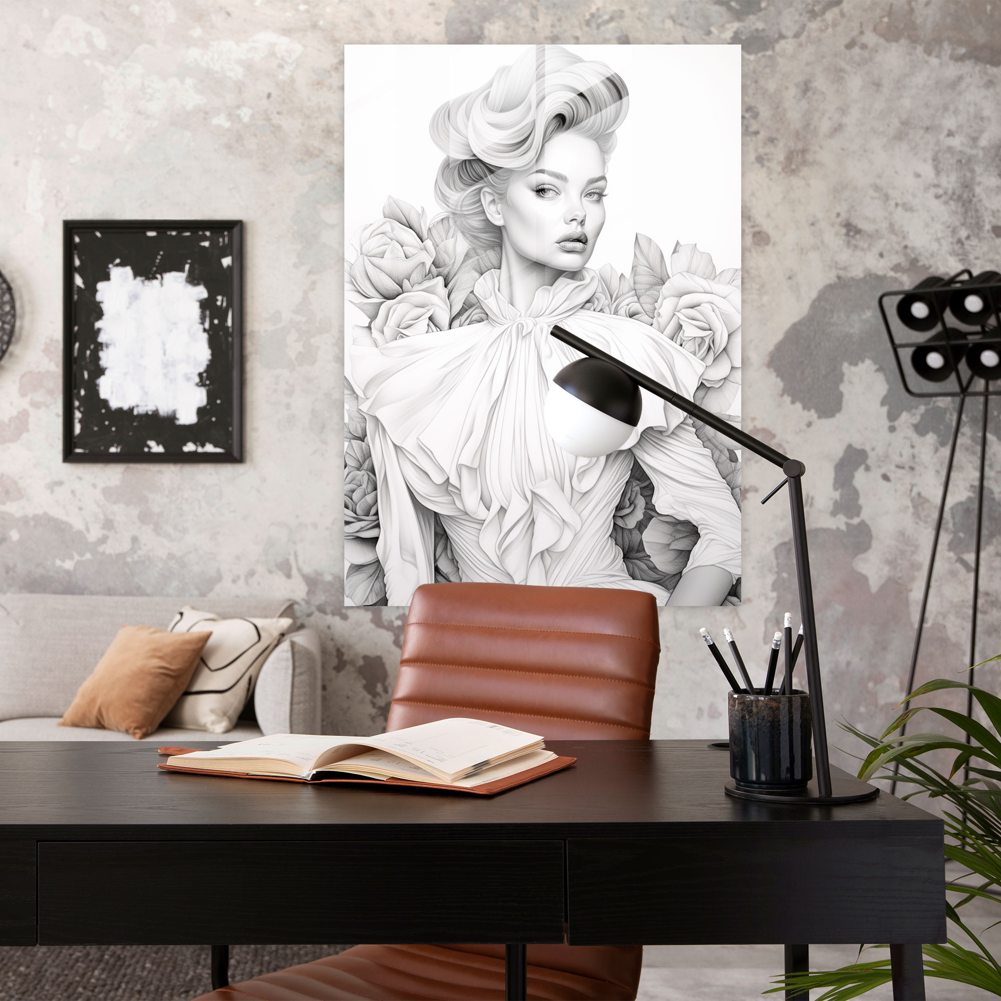 Monochrome Barbie Glass Print - Barbie, Glass Art, Wall Decoration, Glass Wall Art