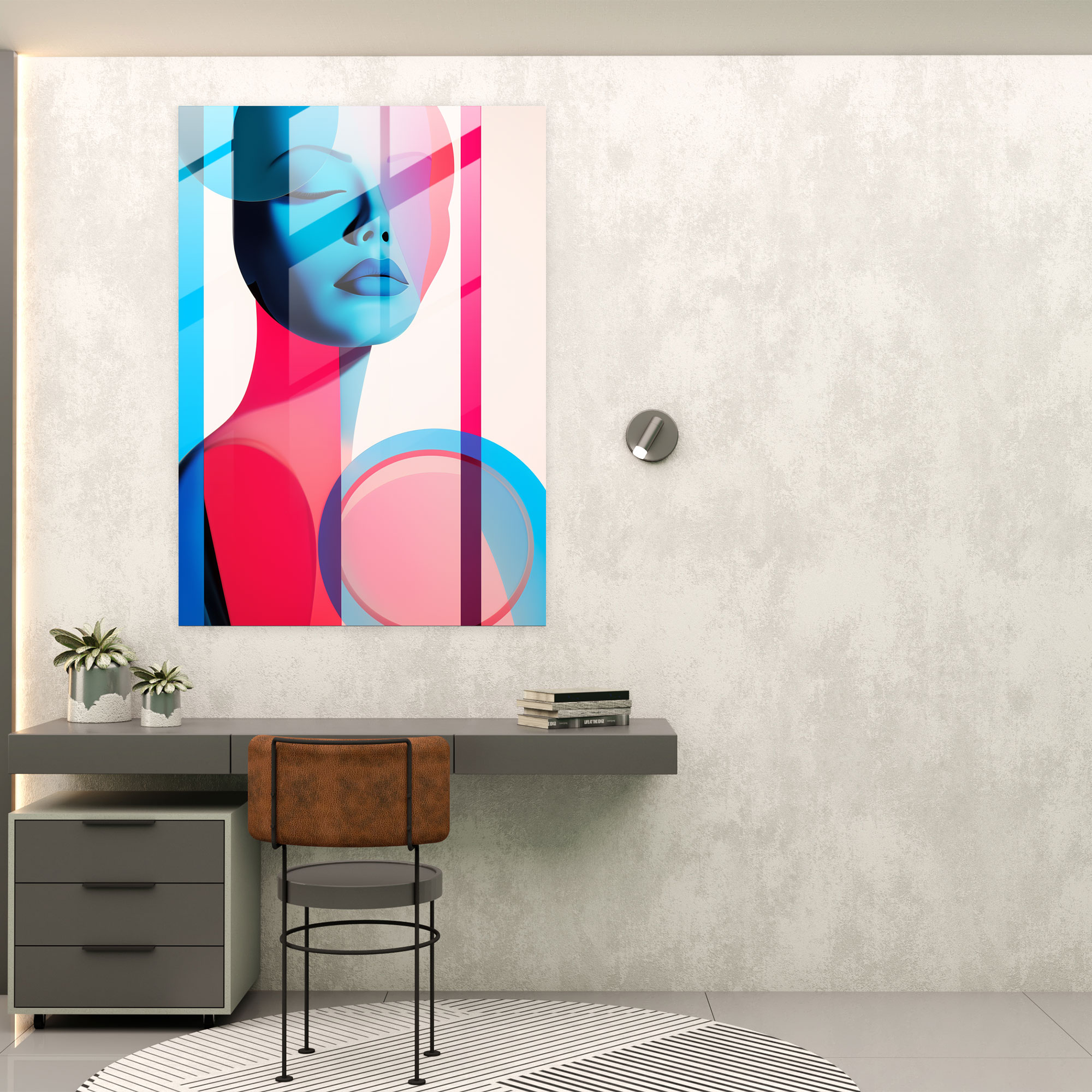 Barbie Glass Wall Art - Minimalist Geometrics - Barbie, Bold Geometric Shapes, Glass Art, Minimalist Silhouette