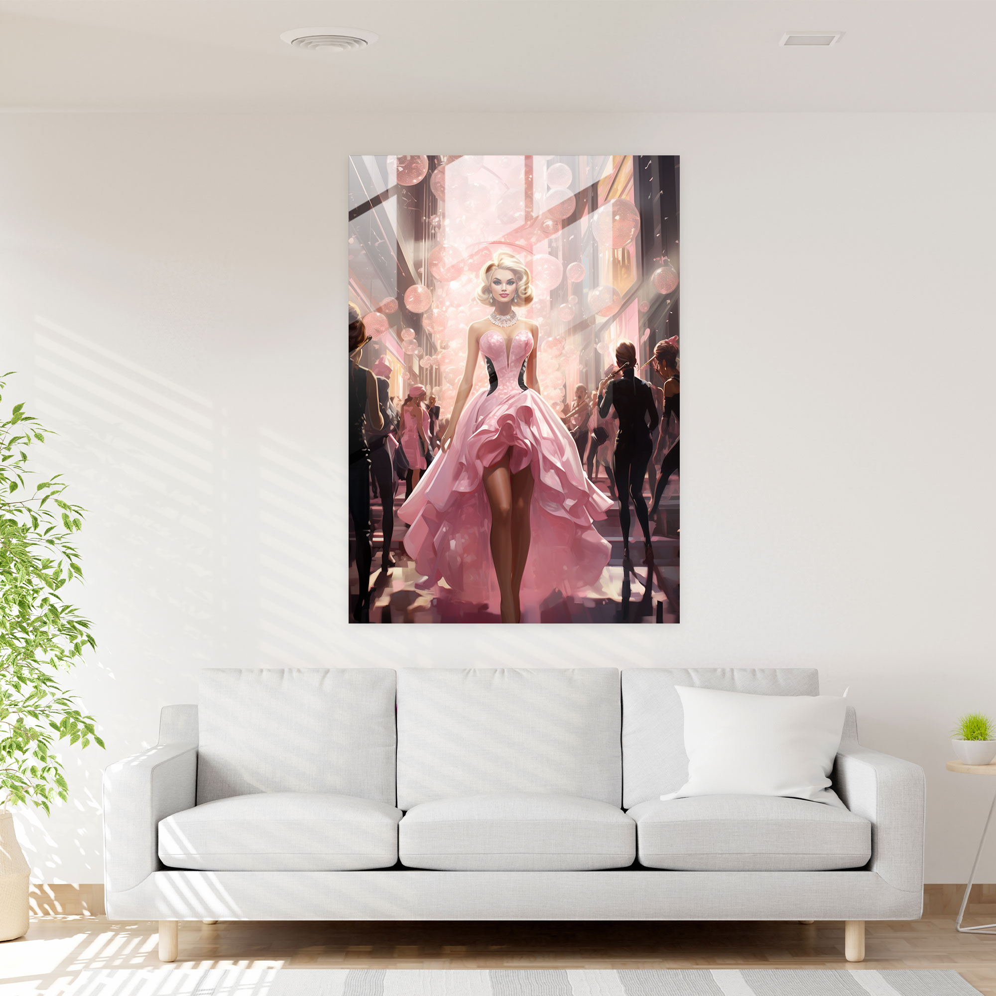 Barbie Glass Print - Glamorous Fashion Runway - Barbie, Glamorous Fashion Runway, Glass Art, Glitzy Lights