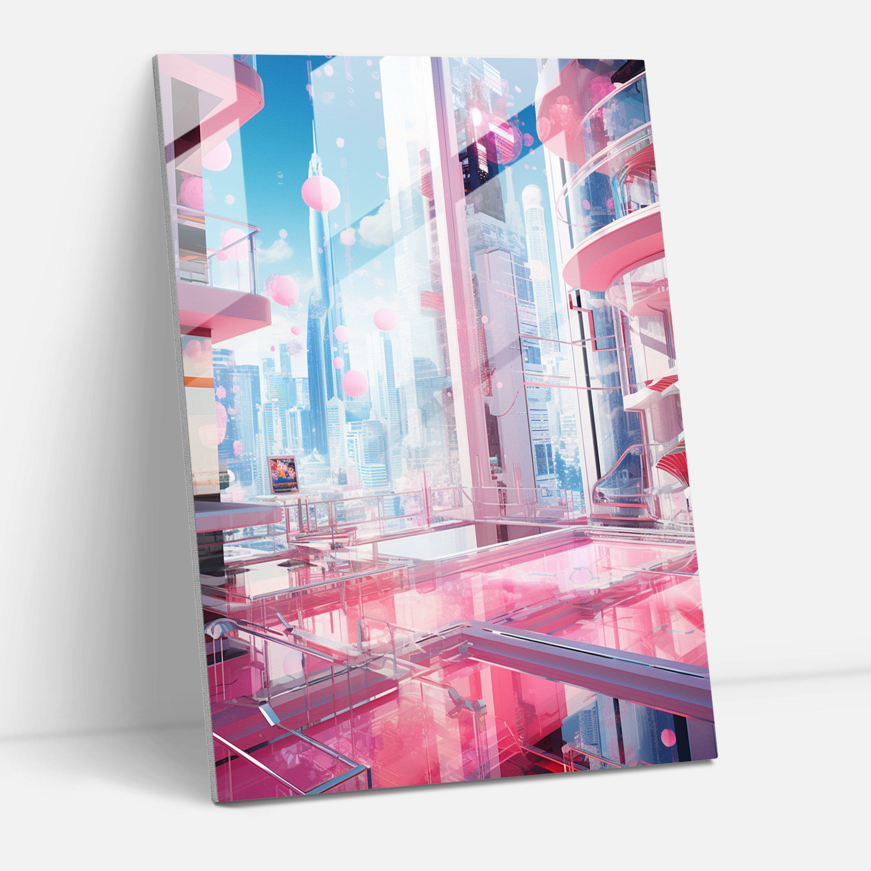 Barbie Glass Print - Futuristic Metropolis - Barbie, Modern Art, Sleek Architecture, Barbie