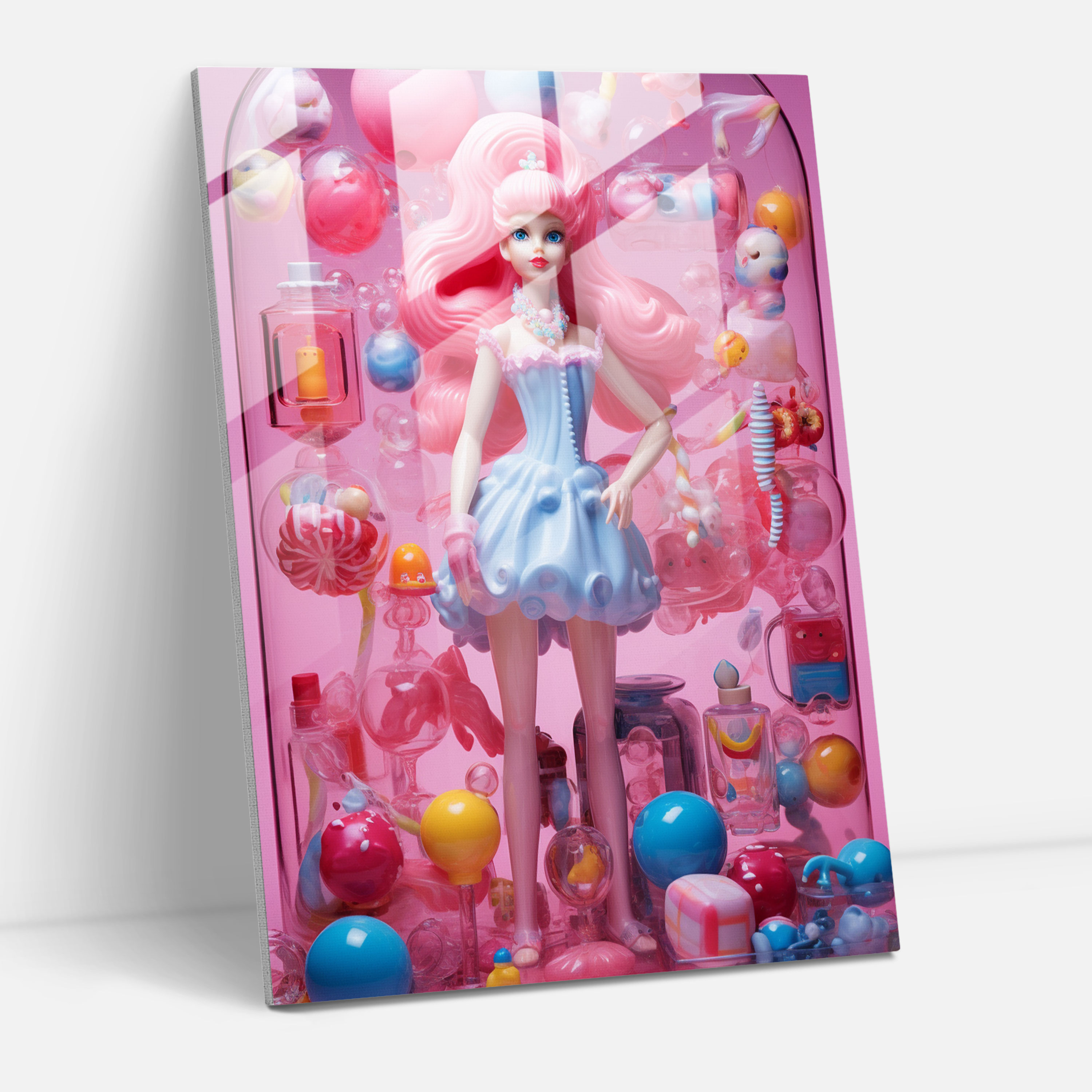 Playful Barbie Glass Print - Barbie, Modern Art, Glass Print, Barbie
