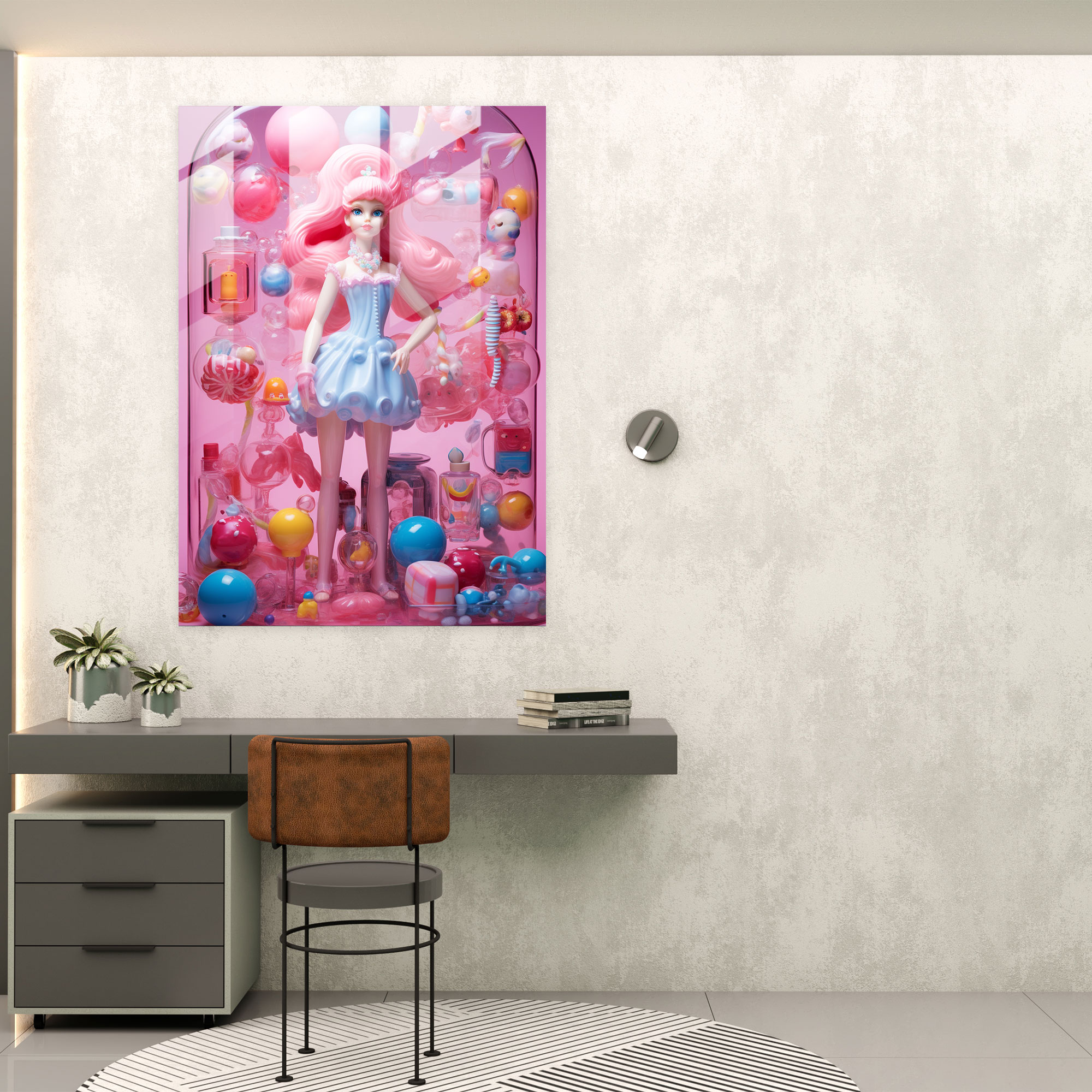 Playful Barbie Glass Print - Barbie, Modern Art, Glass Print, Barbie