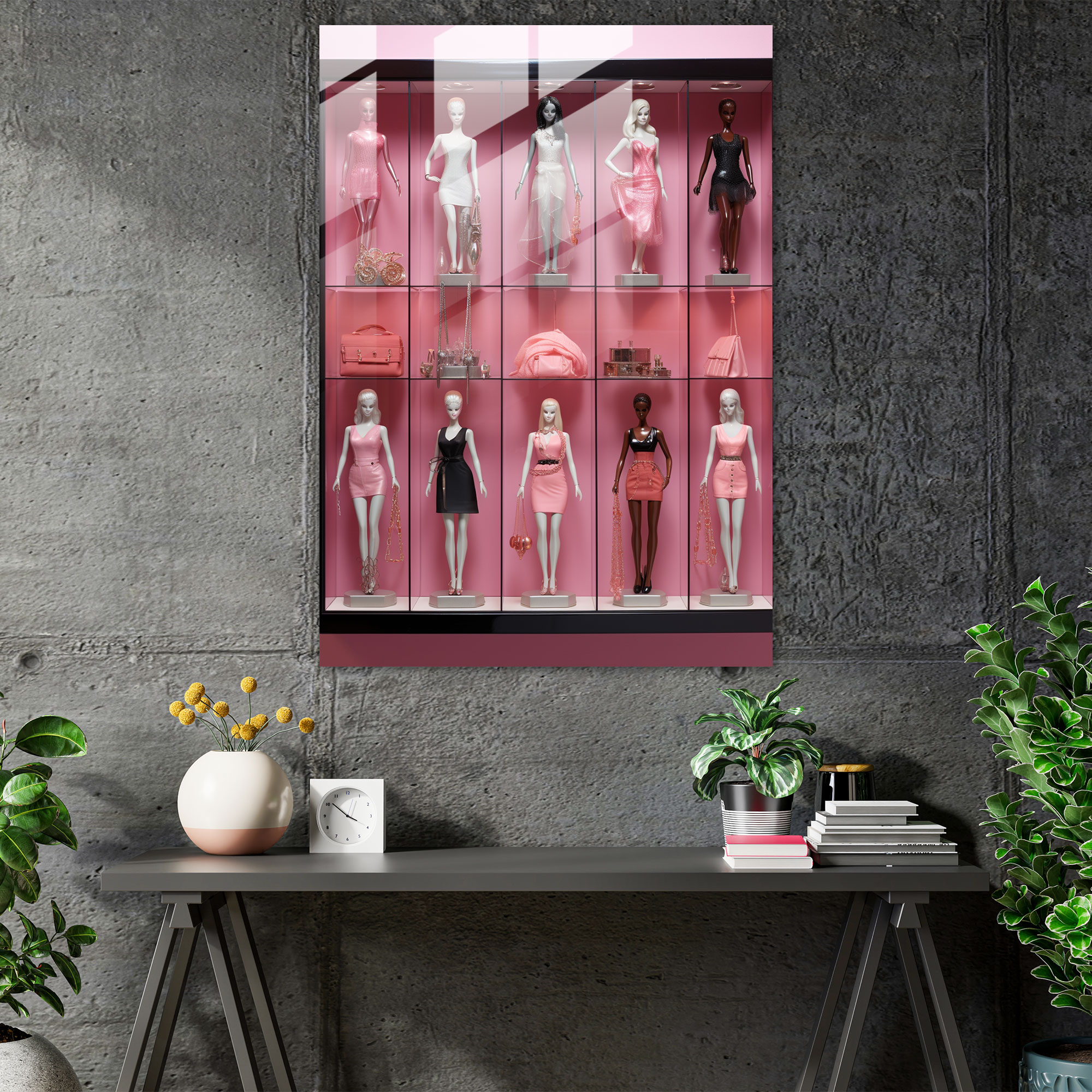 Chic Barbie Glass Wall Art - Barbie, Modern Art, Stylish Composition, Trendy