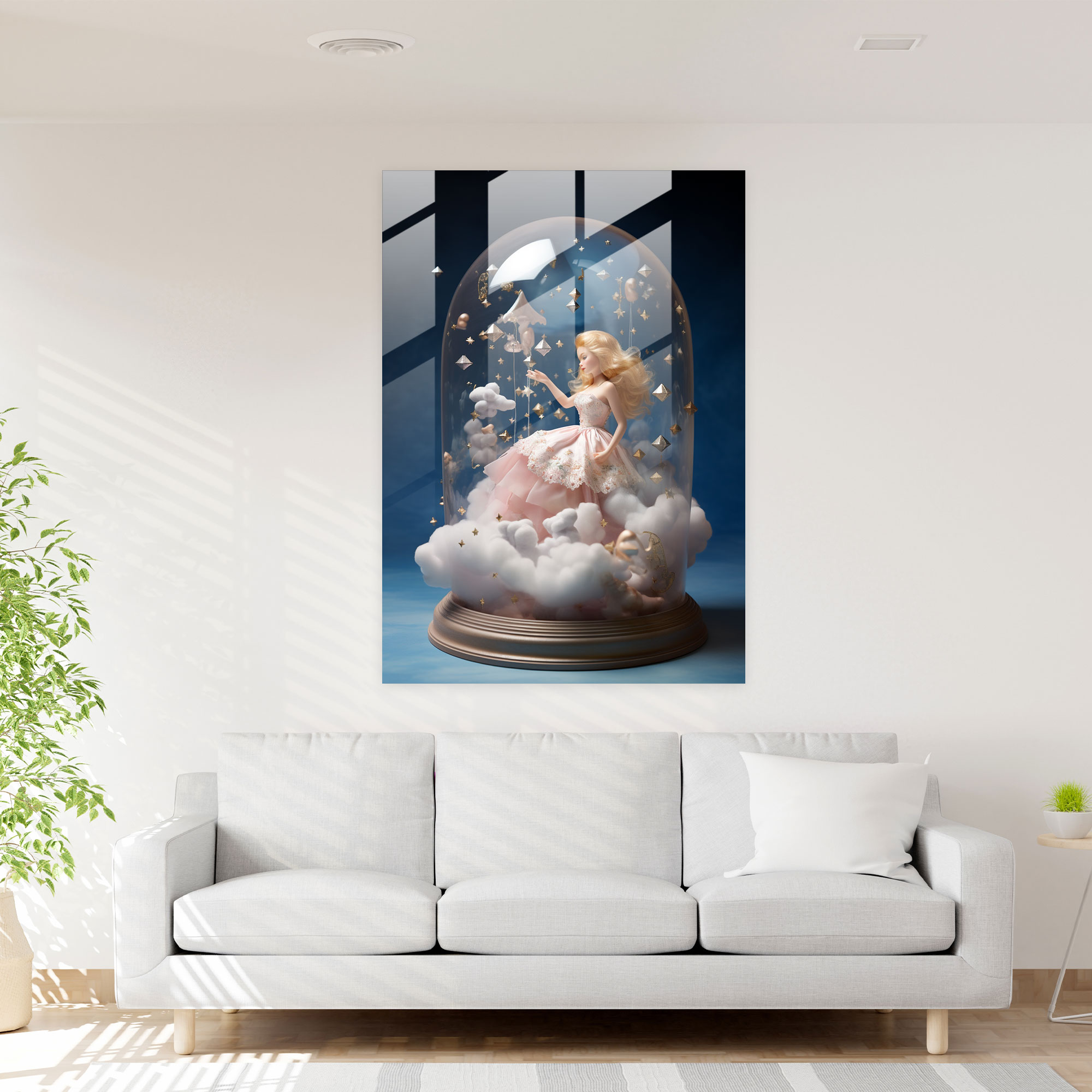 Dreamy Barbie Glass Print - Barbie, Modern Art, Dreamy, Stars