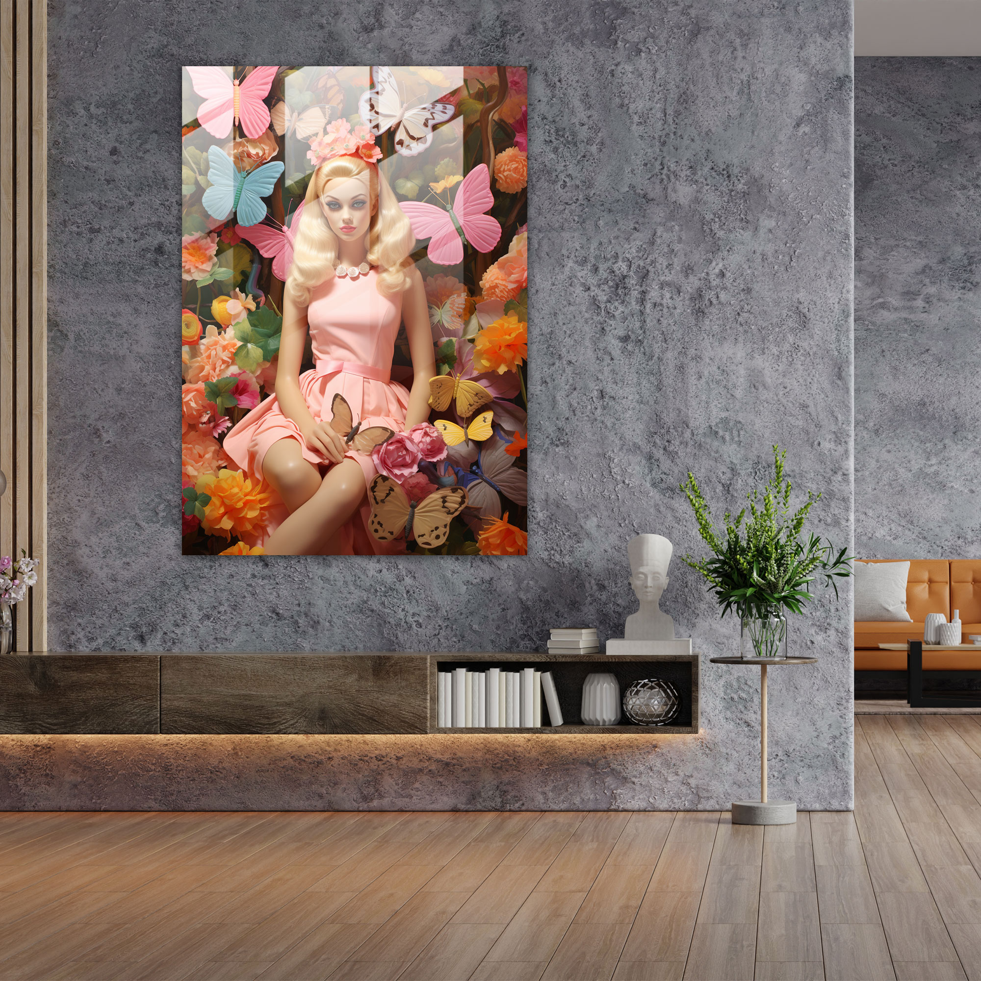Barbie Garden Glass Print - Barbie, Home Decoration, Glass Print, Barbie