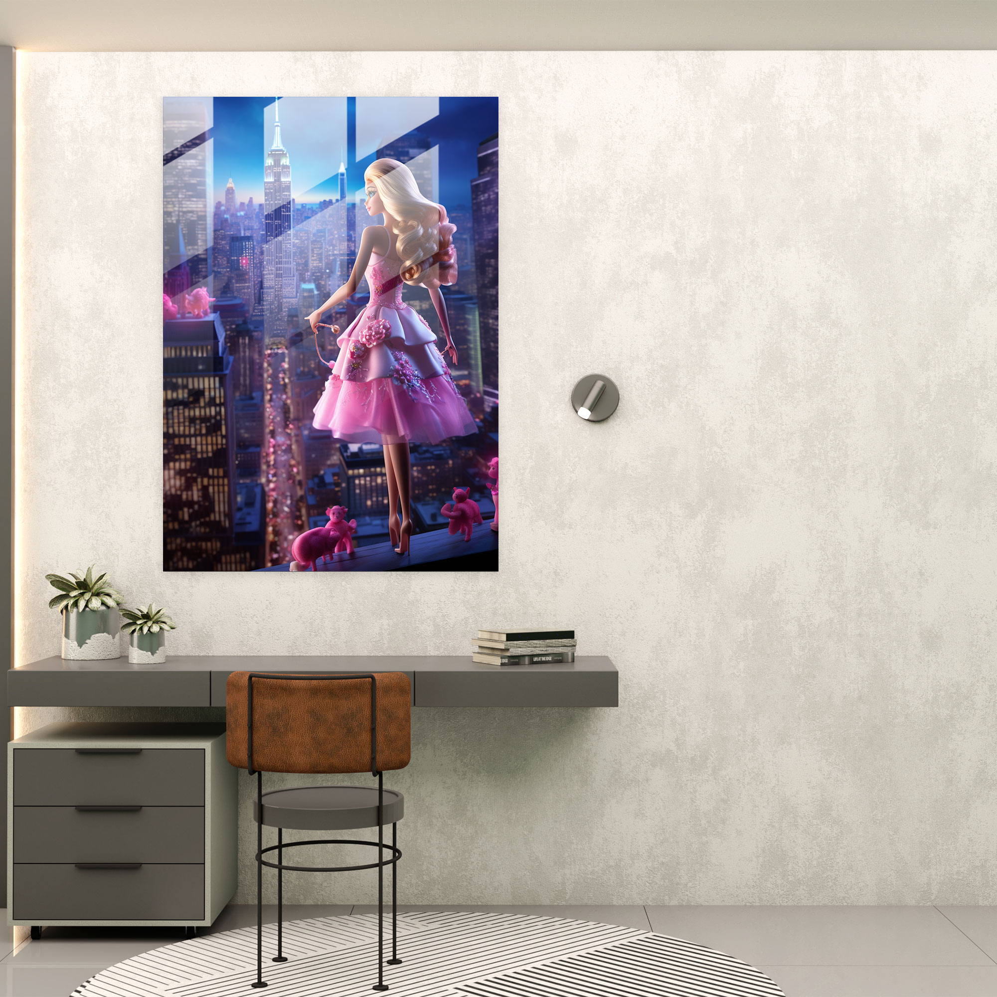 City Barbie Glass Print - Barbie, Lights, Glass Print, Vibrancy