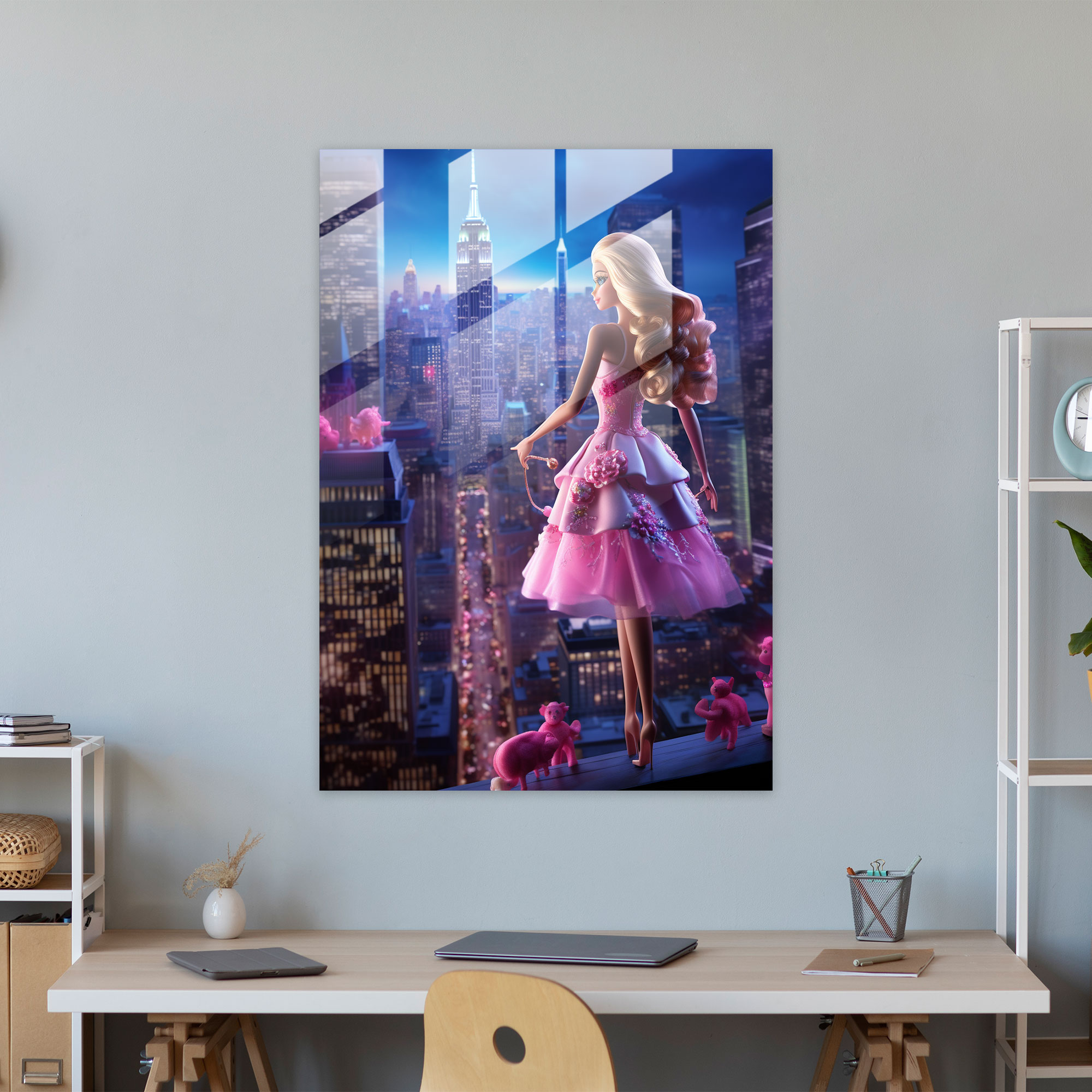 City Barbie Glass Print - Barbie, Lights, Glass Print, Vibrancy