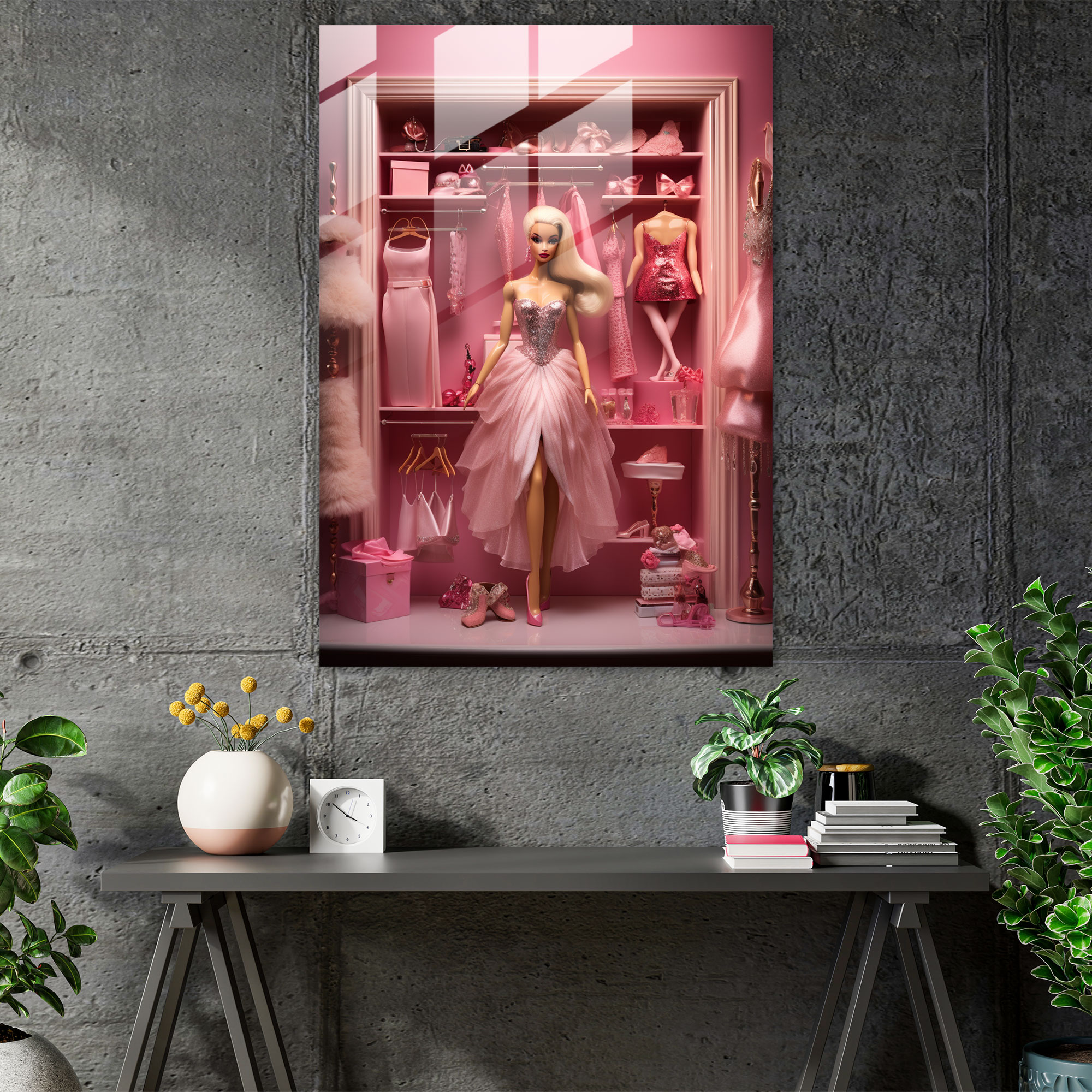 Barbie Closet Glass Print - Barbie, Glass Art, Wall Decoration, Elegance