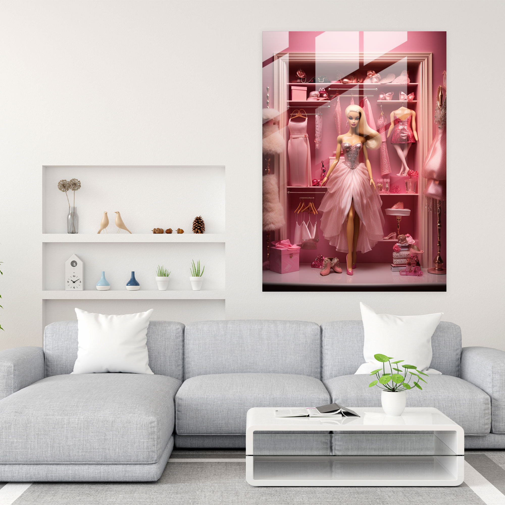Barbie Closet Glass Print - Barbie, Glass Art, Wall Decoration, Elegance
