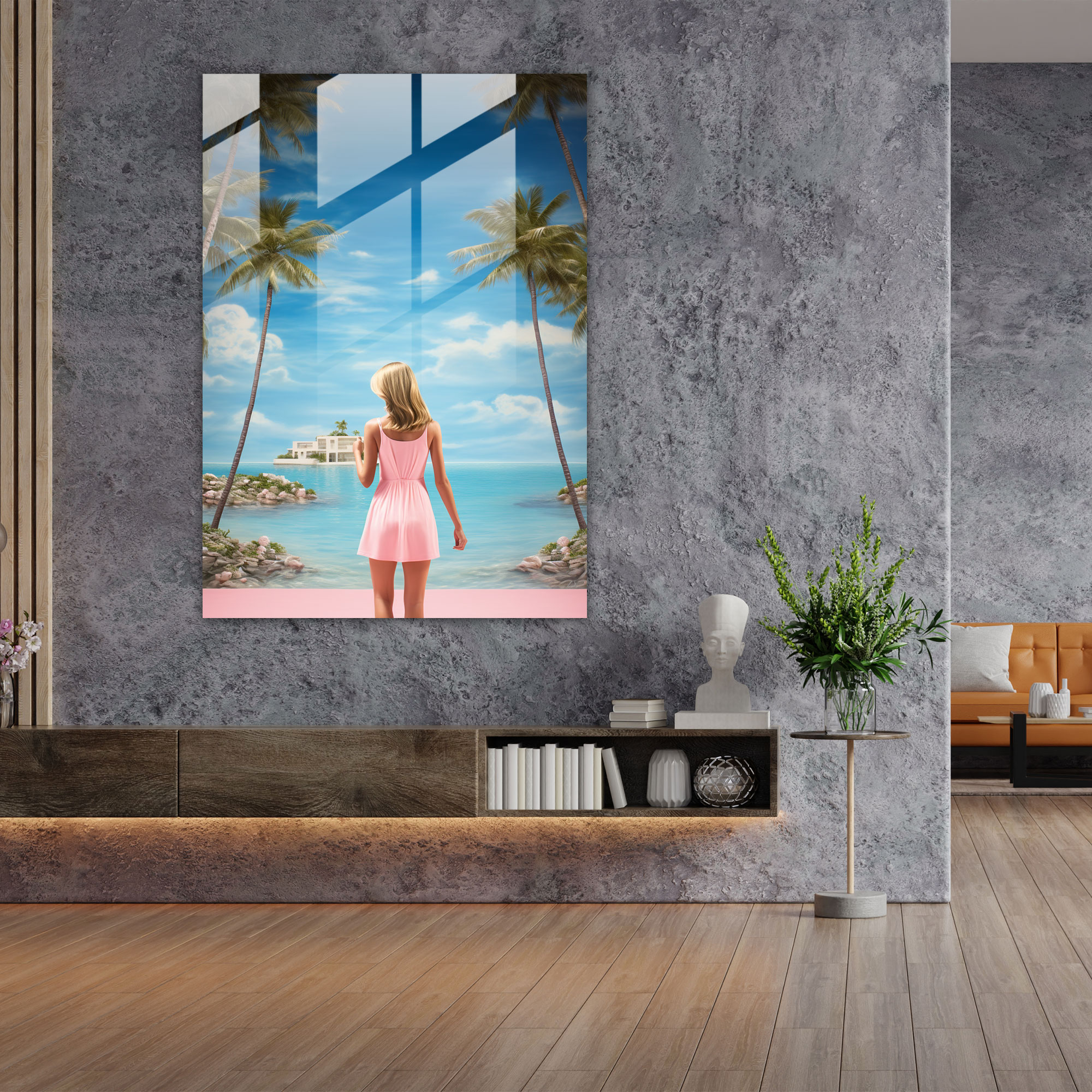 Tropical Barbie Glass Wall Art - Barbie, Barbie, Modern Art, Glass Art