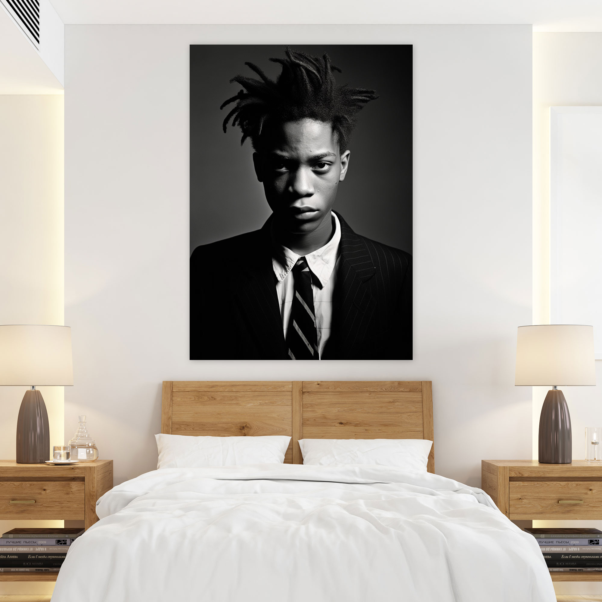 Basquiat Canvas Print - Monochrome Portrait - Basquiat, Home Decoration, Monochrome Portrait, Wall Decoration