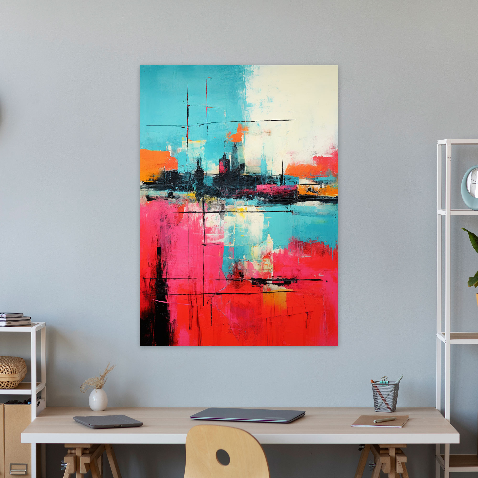 Basquiat Canvas Print - Abstract Landscape - Basquiat, Textured Brushstrokes, Canvas Print, Abstract Landscape