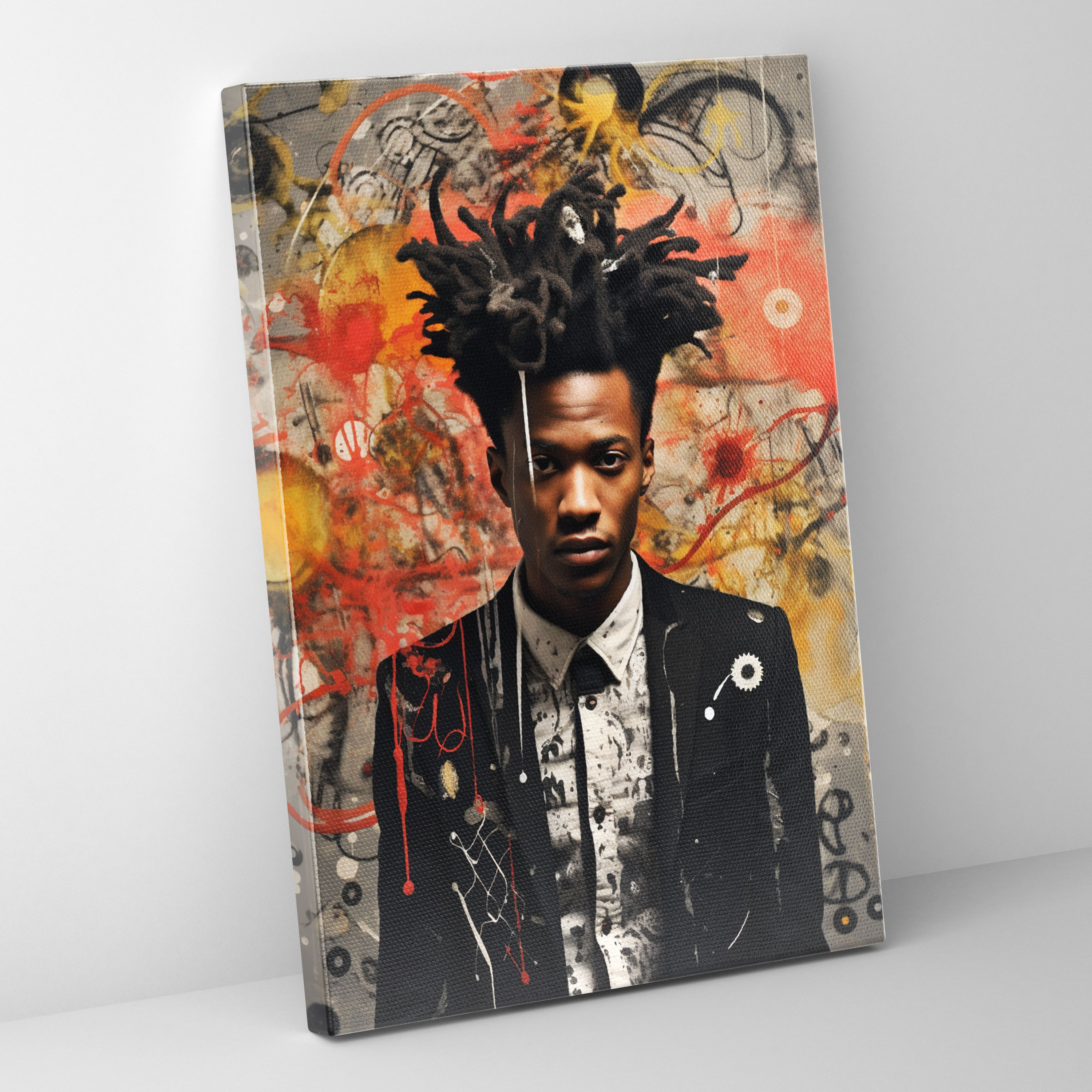 Basquiat Wall Art - Surreal Composition - Basquiat, Thought-Provoking, Various Elements, Wall Art
