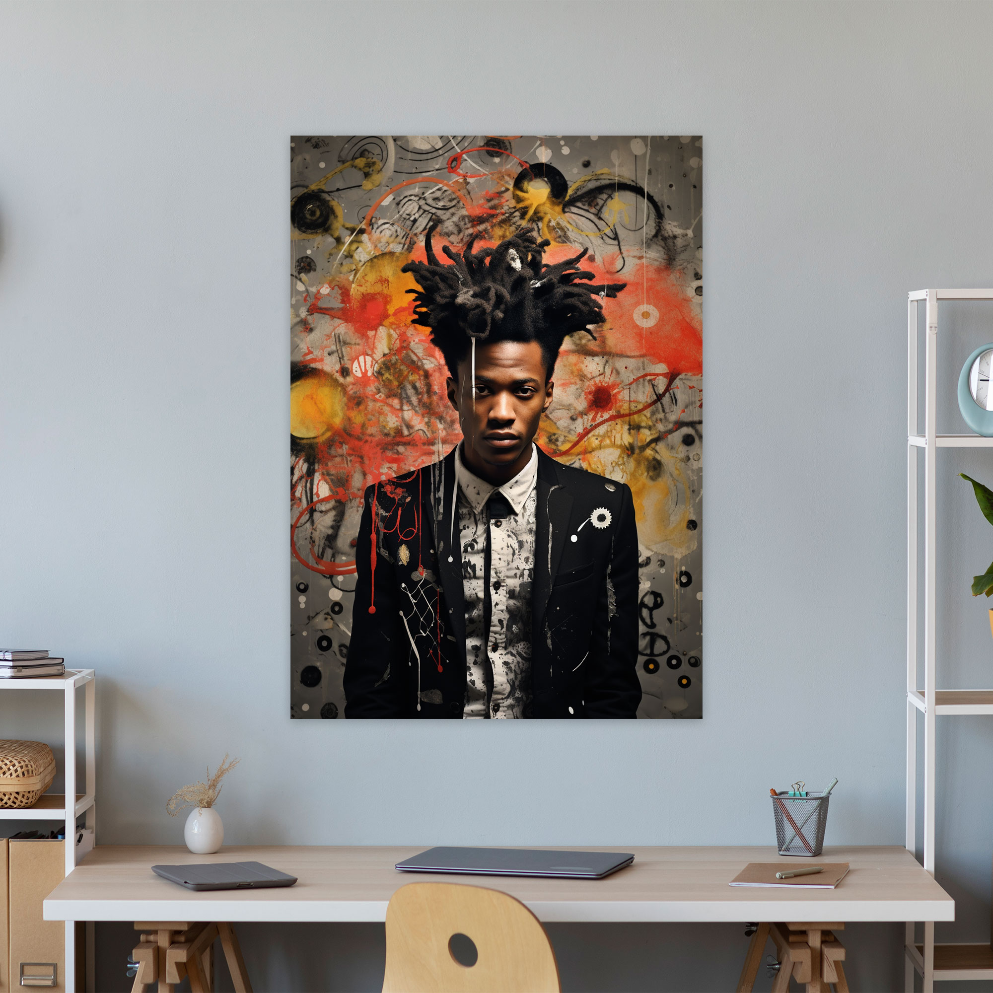 Basquiat Wall Art - Surreal Composition - Basquiat, Thought-Provoking, Various Elements, Wall Art