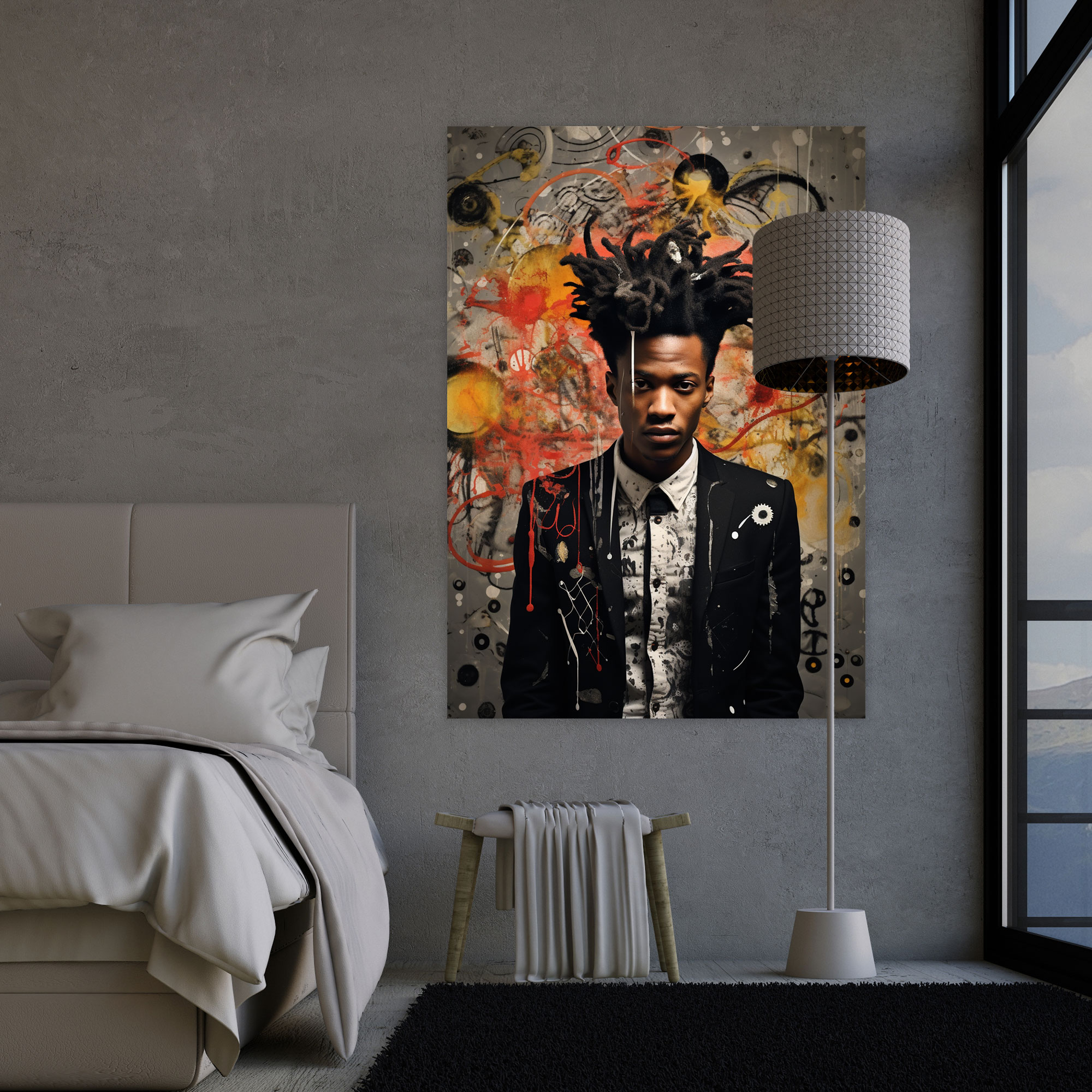 Basquiat Wall Art - Surreal Composition - Basquiat, Thought-Provoking, Various Elements, Wall Art