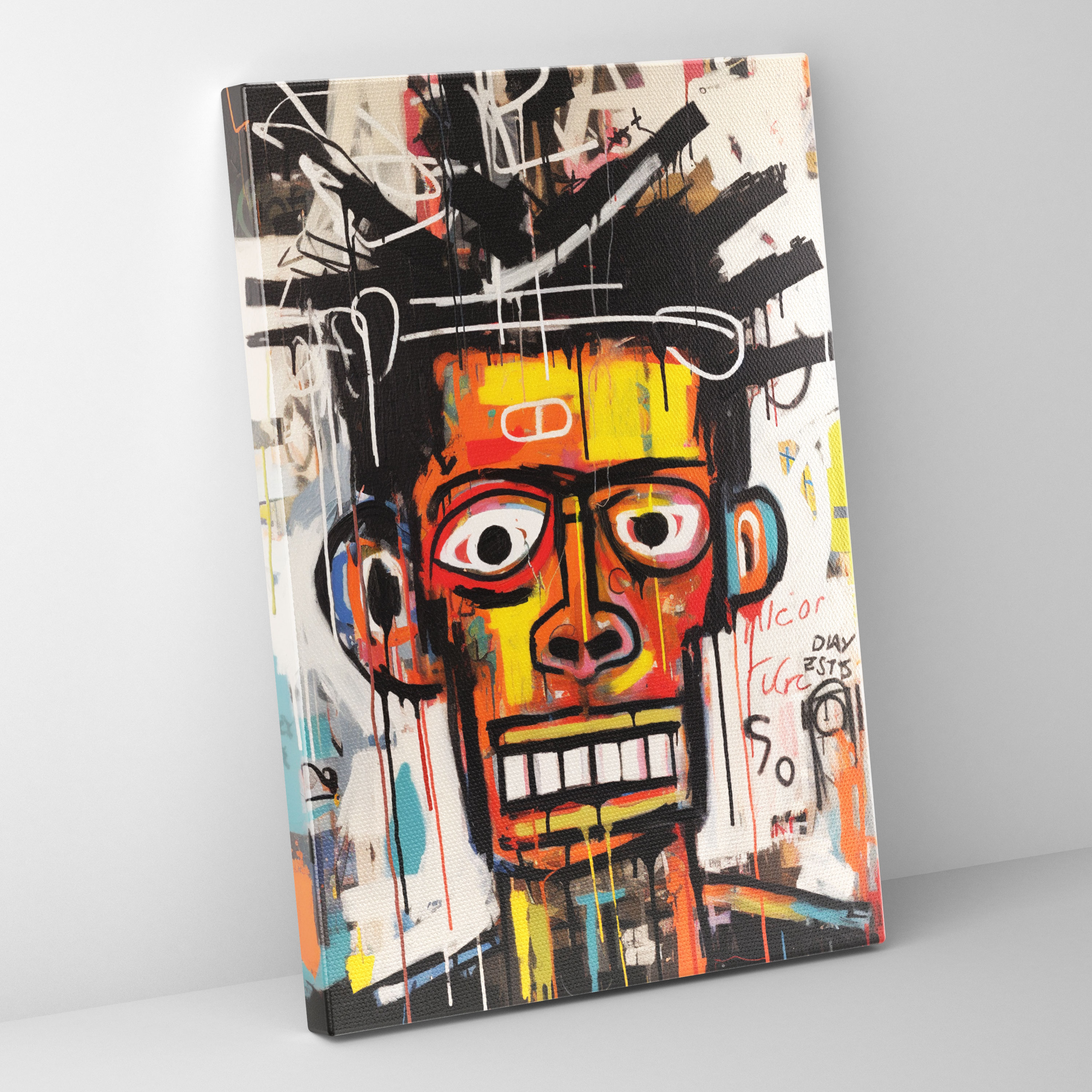 Basquiat Canvas Print - Intense Portrait - Basquiat, Raw Emotion, Canvas Print, Intensity
