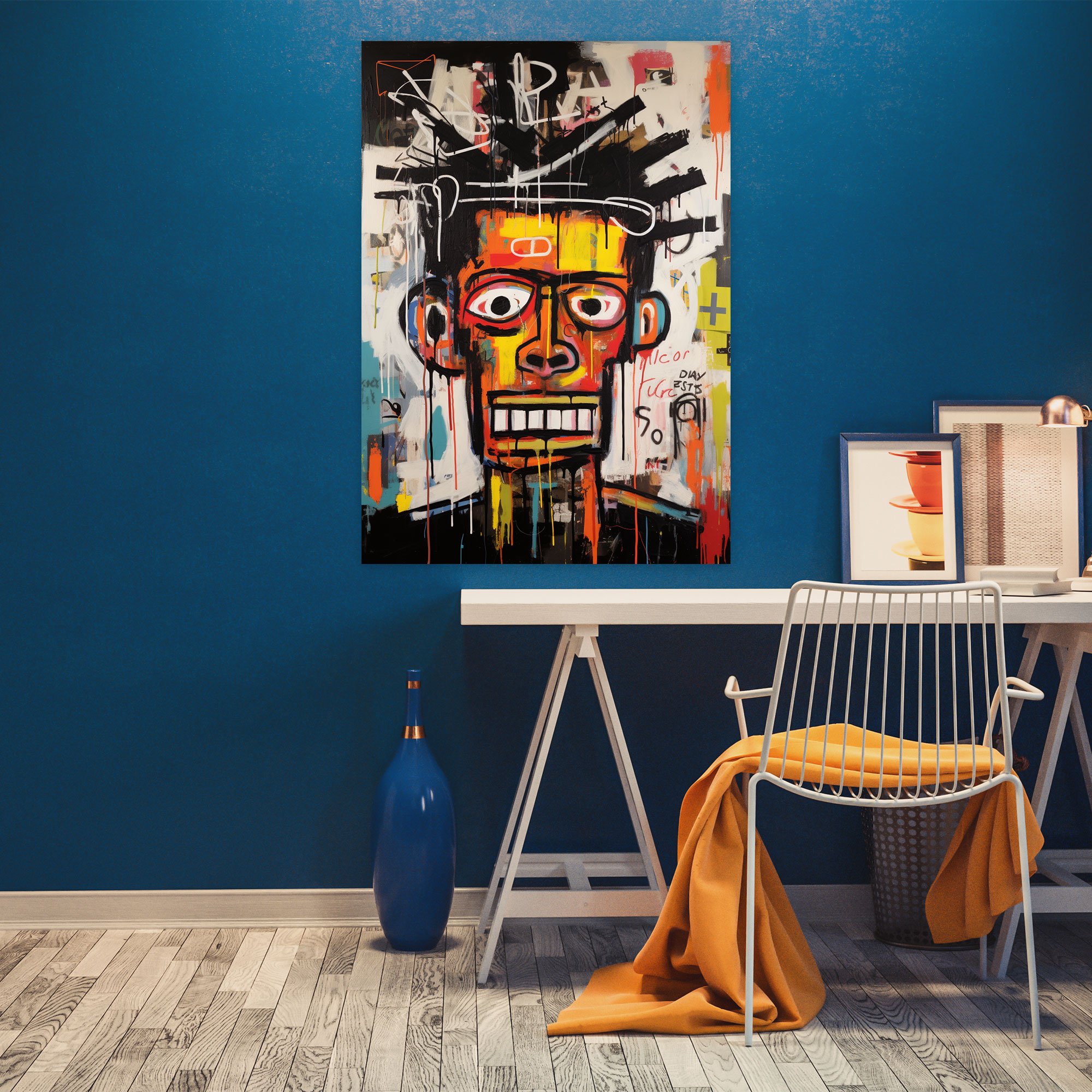 Basquiat Canvas Print - Intense Portrait - Basquiat, Raw Emotion, Canvas Print, Intensity