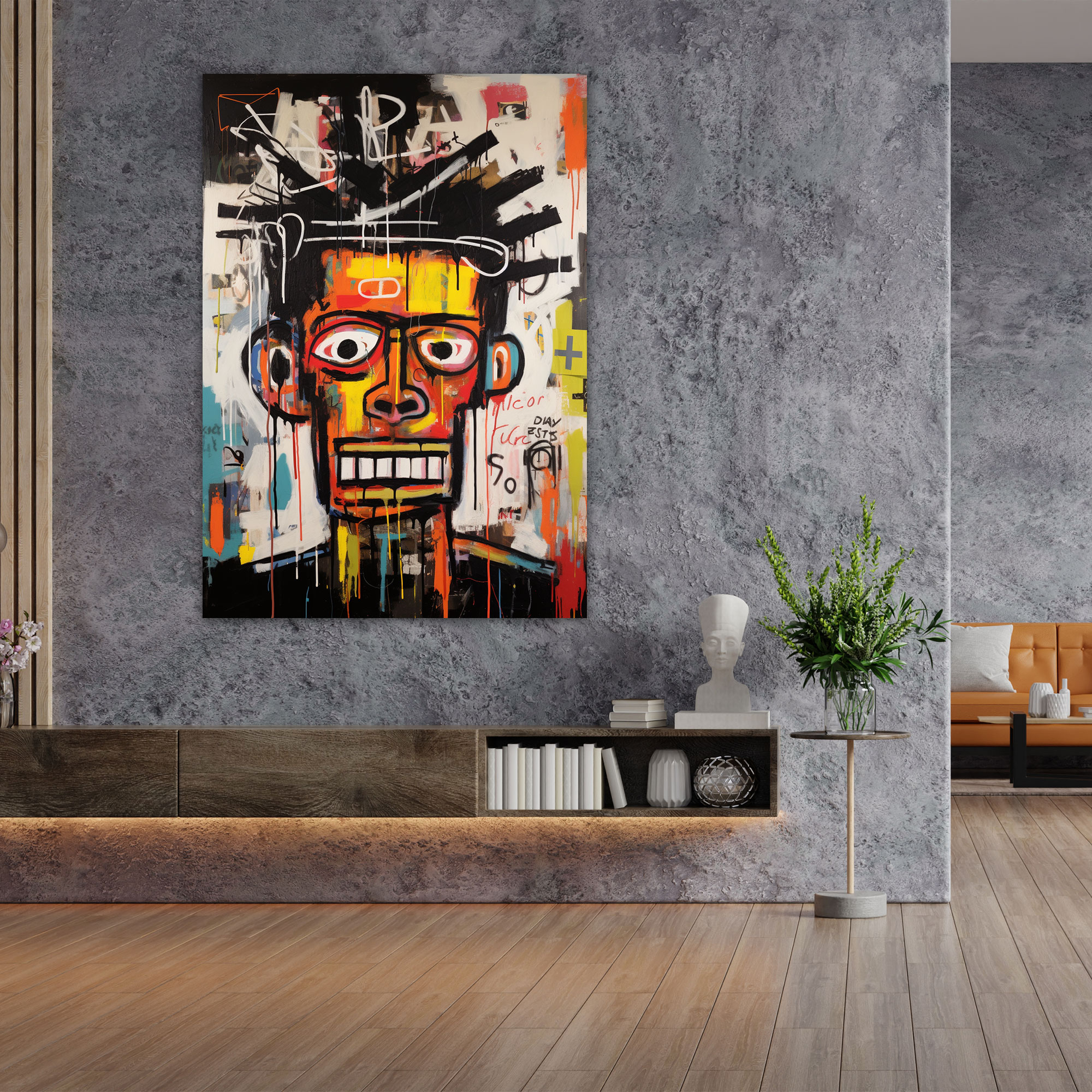Basquiat Canvas Print - Intense Portrait - Basquiat, Raw Emotion, Canvas Print, Intensity