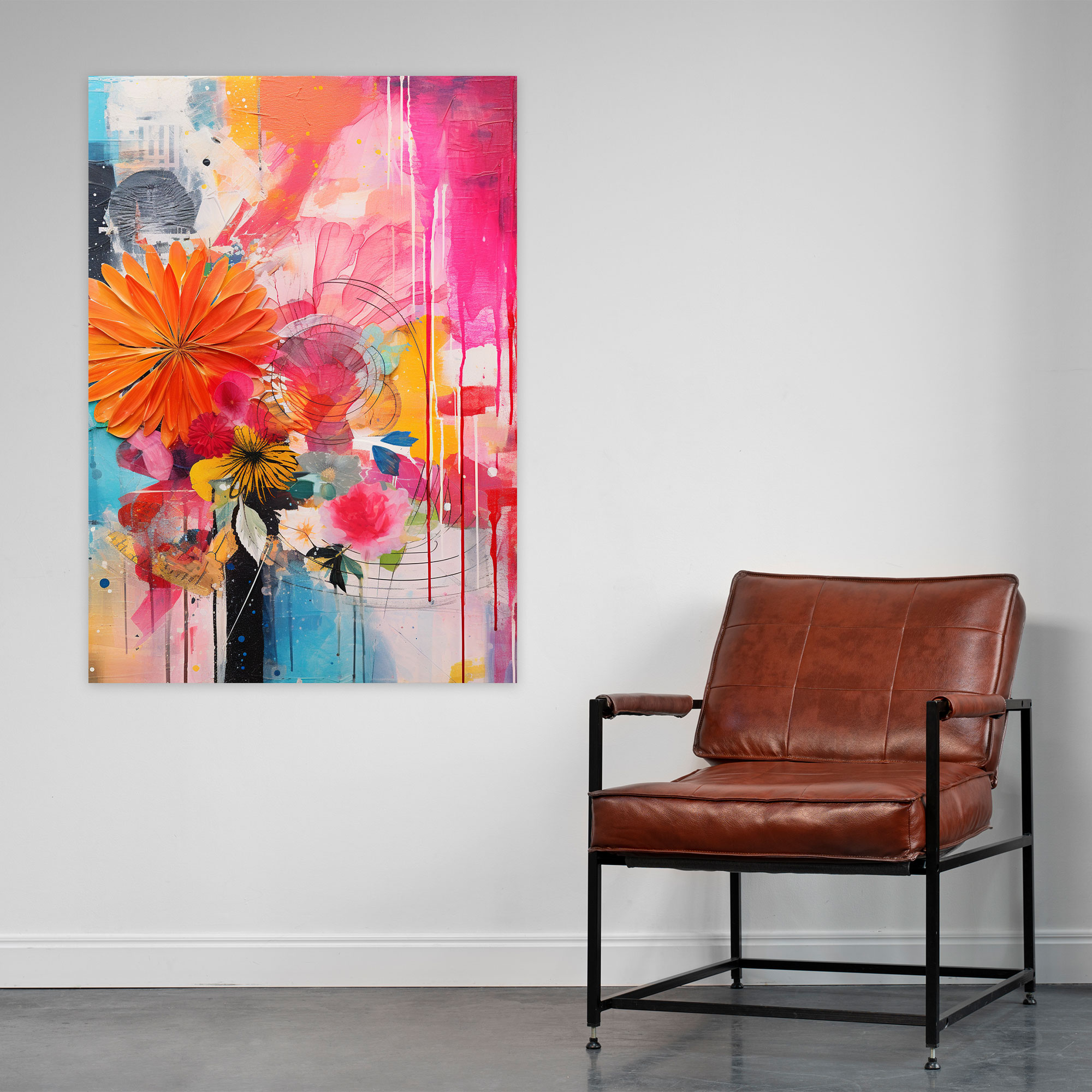 Basquiat Canvas Print - Abstract Mixed-Media Collage Wall Art - Basquiat, Canvas Print, Explosion Of Colors, Basquiat