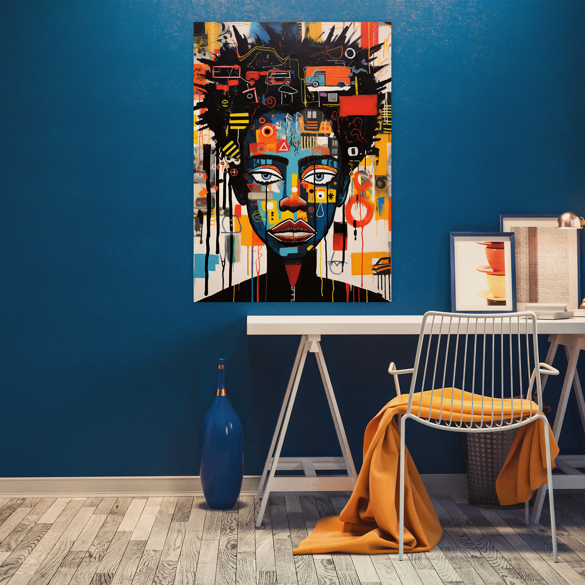 Canlı Basquiat Kanvas Tablo - Basquiat Duvar Sanatı Duvar Dekorasyonu
