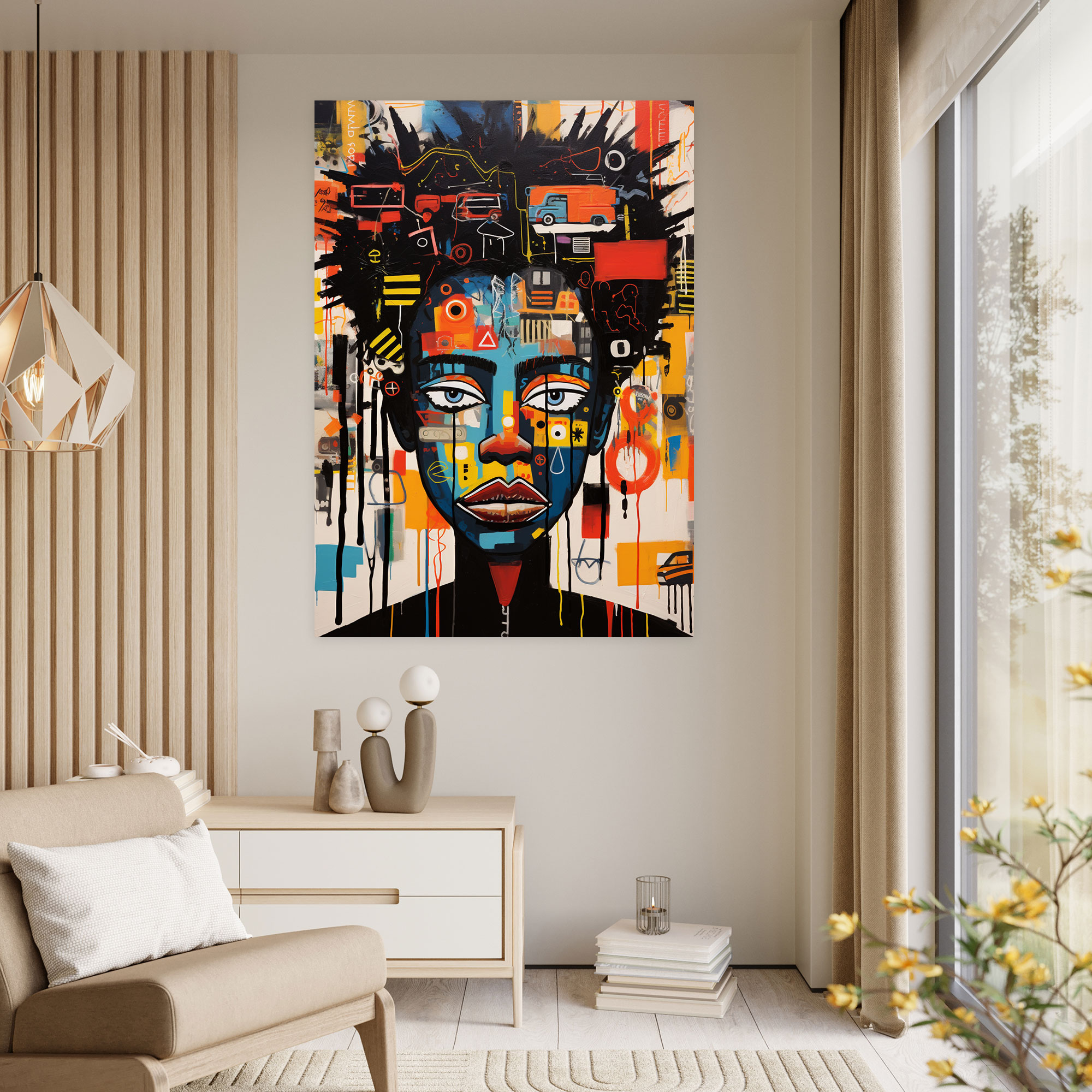 Canlı Basquiat Kanvas Tablo - Basquiat Duvar Sanatı Duvar Dekorasyonu