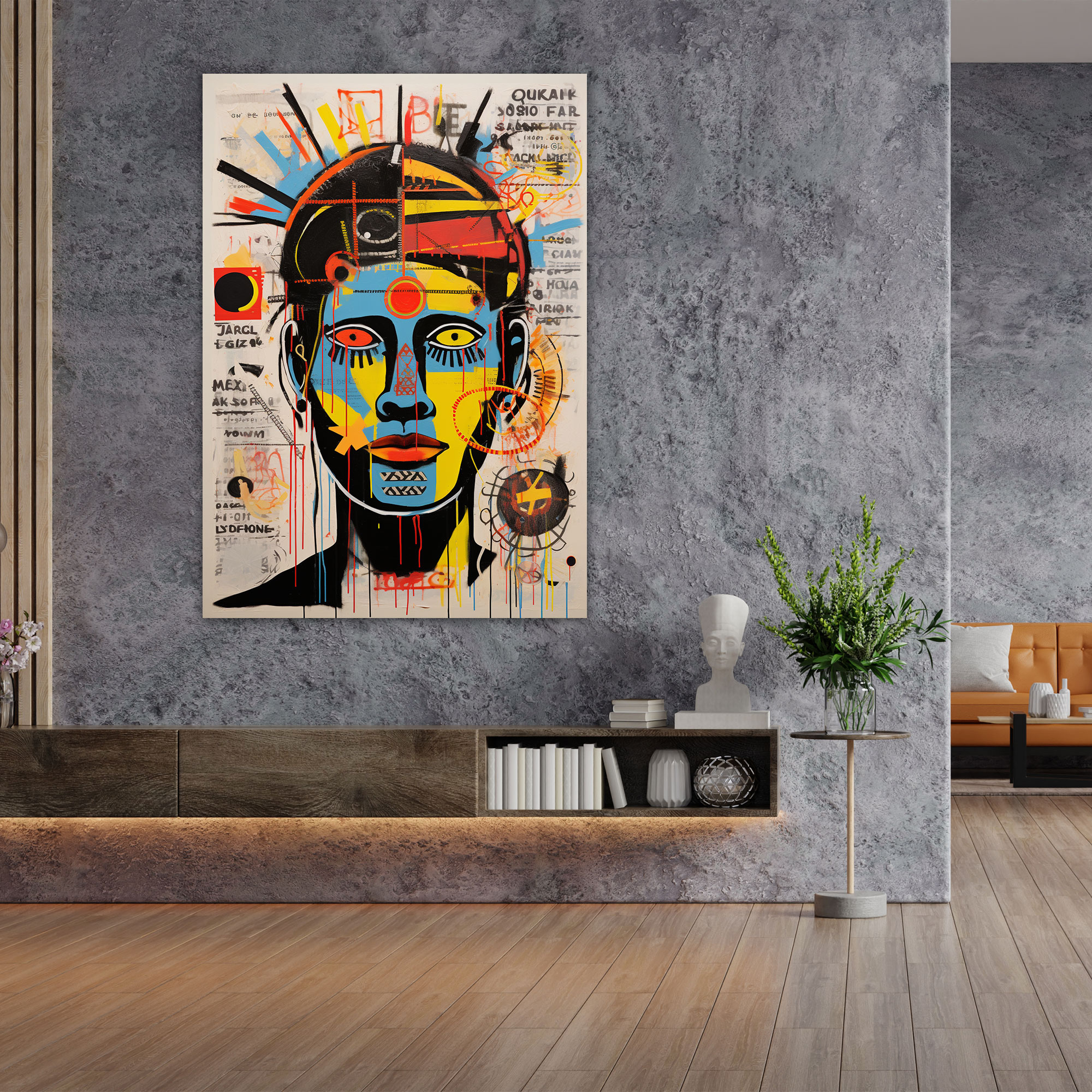 Basquiat Kolaj Kanvas Tablosu - Farklı Motifler İle