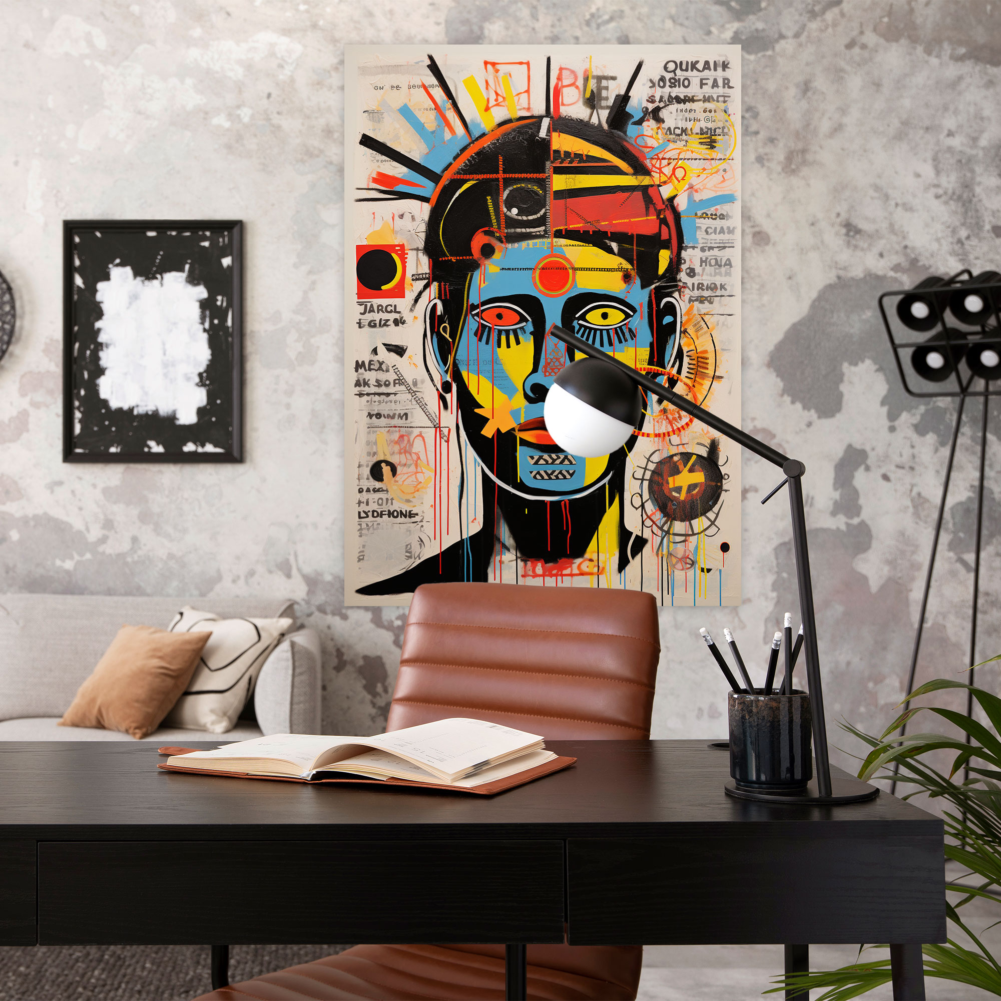 Basquiat Kolaj Kanvas Tablosu - Farklı Motifler İle