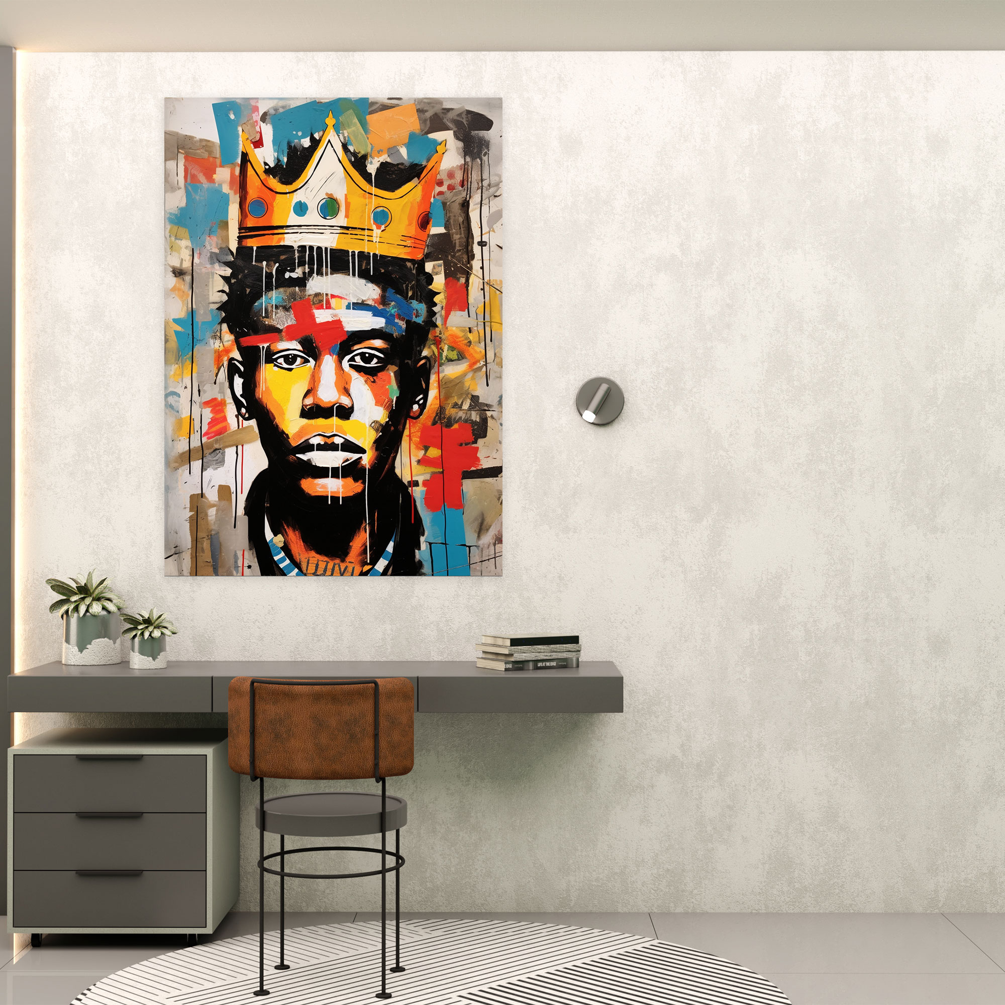 Basquiat Karma Teknik Kanvas Tablo - Basquiat Duvar Sanatı İmza Taç
